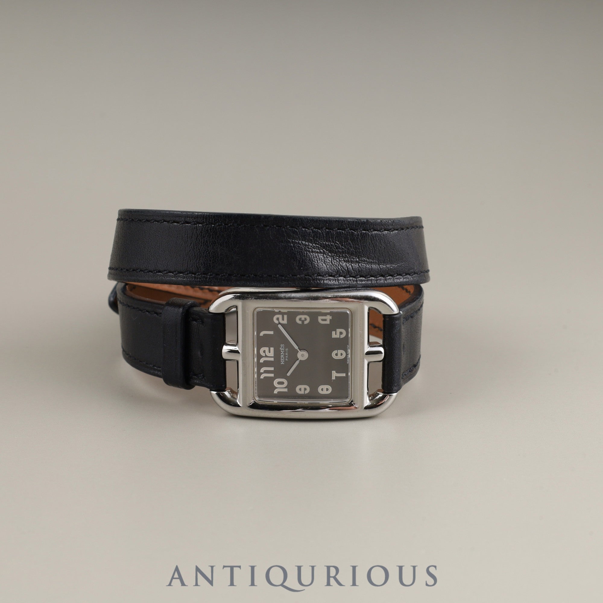 Hermes Cape Cod CC1.210 Quartz Cal.976.001 SS Genuine leather strap (□E stamp: 2001) Genuine buckle (SS) Gray Arabic dial Overhauled