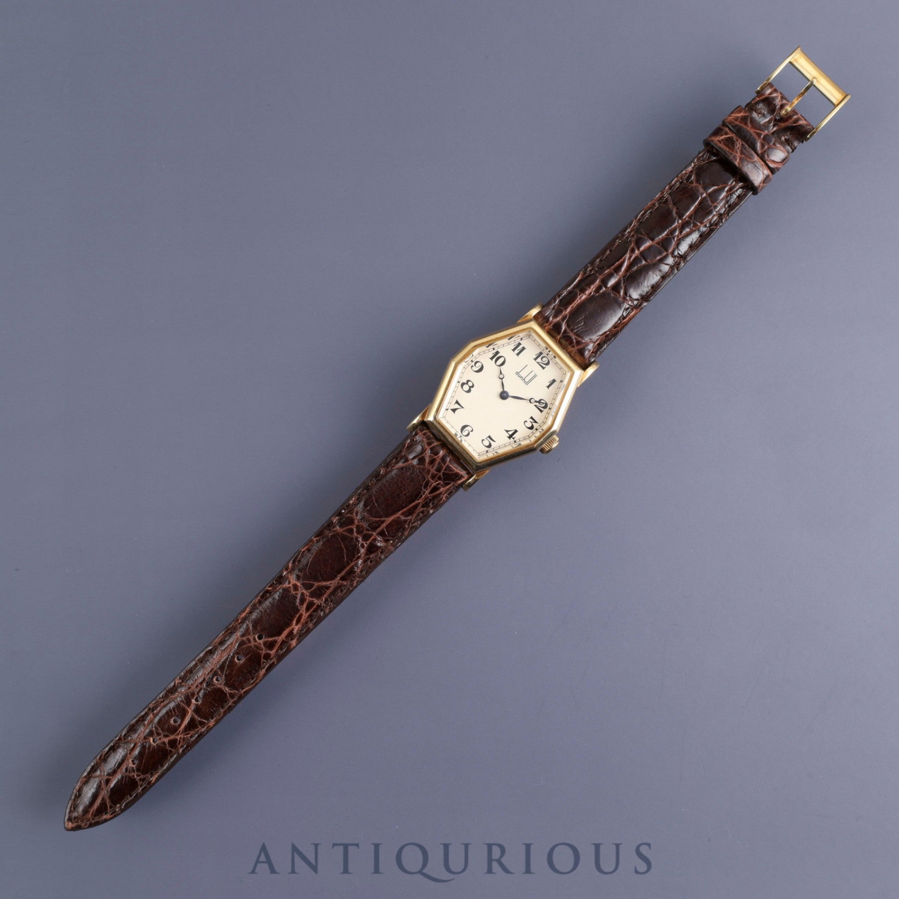 Dunhill Centenary Octagon 100th Anniversary Model Hand-wound Cal.- 750 Leather Genuine Buckle (750) Silver Dial Box Warranty (unsigned) Limited to 250 pieces Overhauled