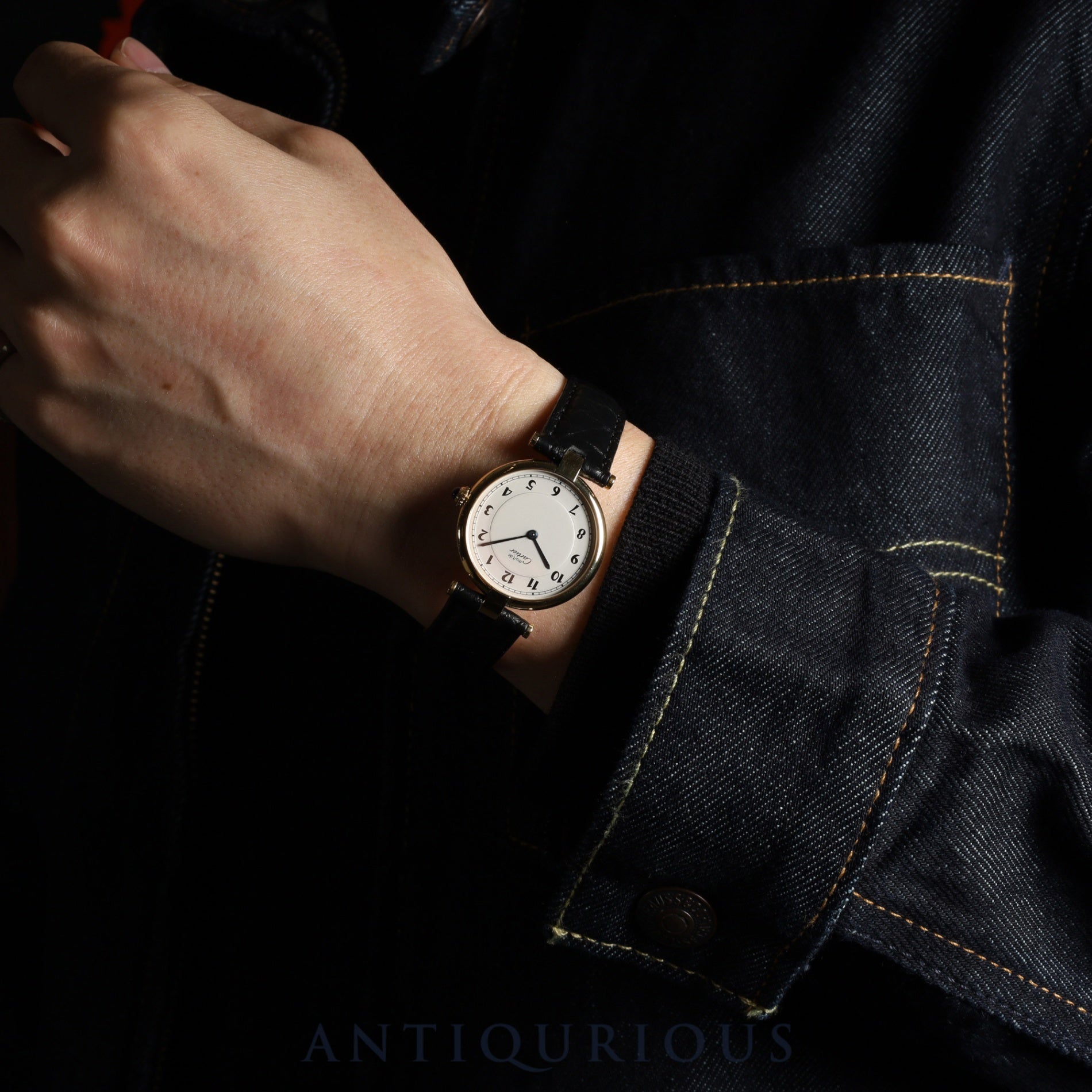 Cartier Must Vendôme VLC LM 590003 Quartz Caliber 90 SV925 Leather Strap with Genuine D-Clasp (GP) Arabic Dial Box and Booklet Overhauled