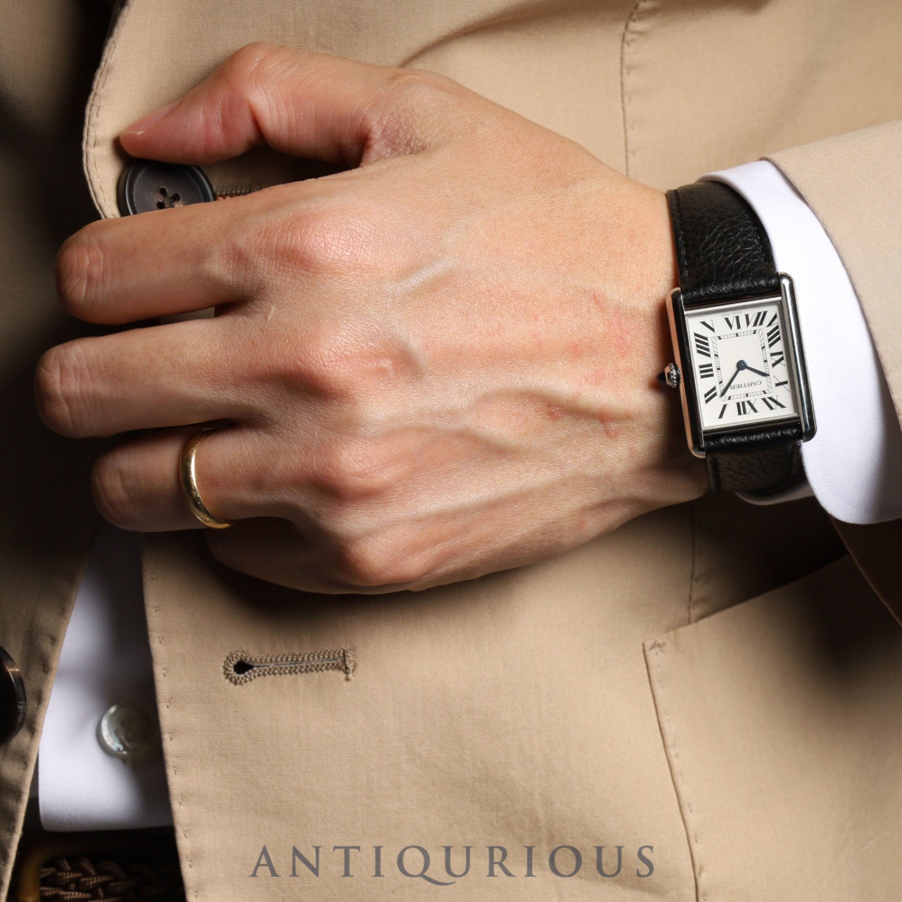 カルティエ タンクマスト LM QZ WSTA0041 / 4323 SS 革 純正ベルト 純正尾錠 シルバー文字盤 箱 保証書(2022年)