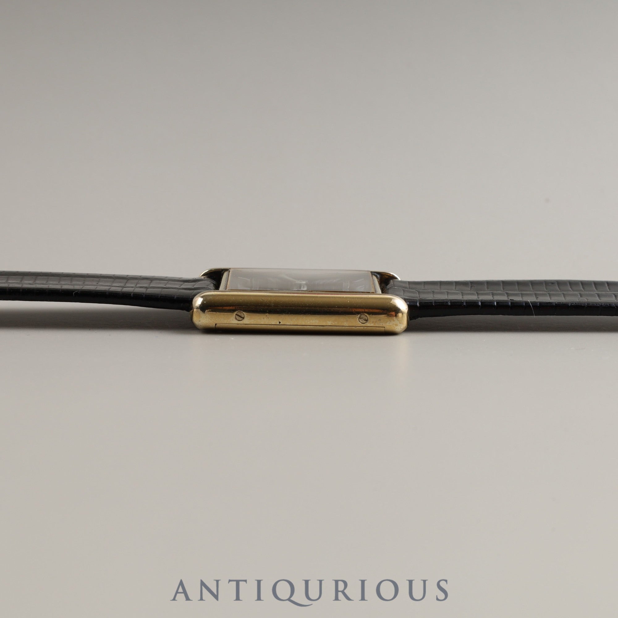 Cartier Must Tank LM Manual Winding Cal.78-1 SV925 Leather Genuine Buckle (GP) Black Roman Dial
