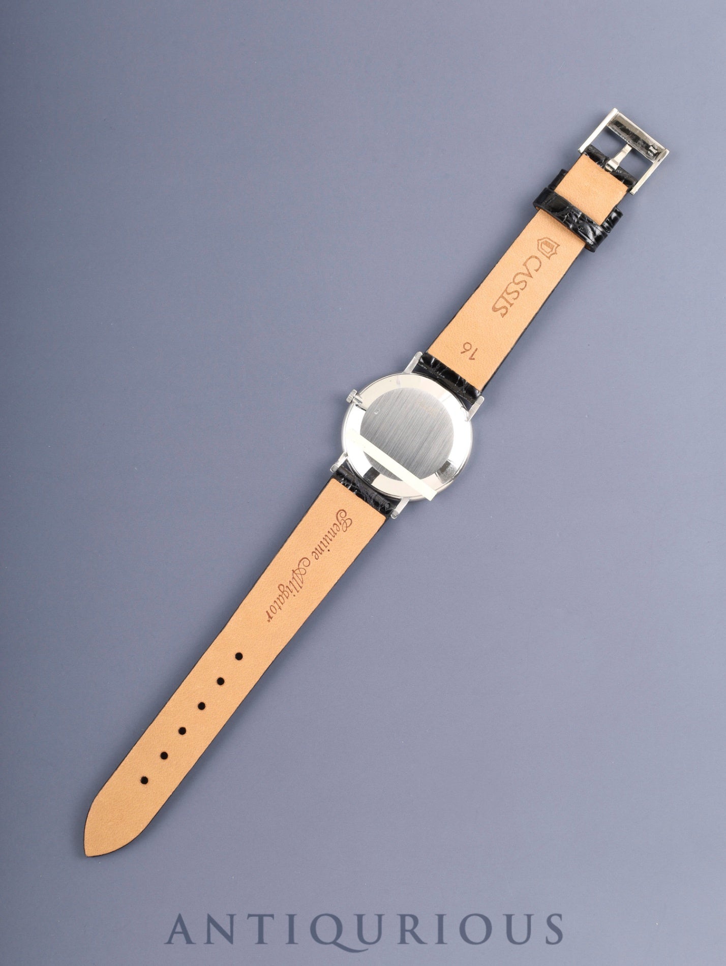 Piaget Round 9025 Manual Winding Cal.9P2 750WG Leather Original Pin Buckle (750WG) Black Dial Overhauled