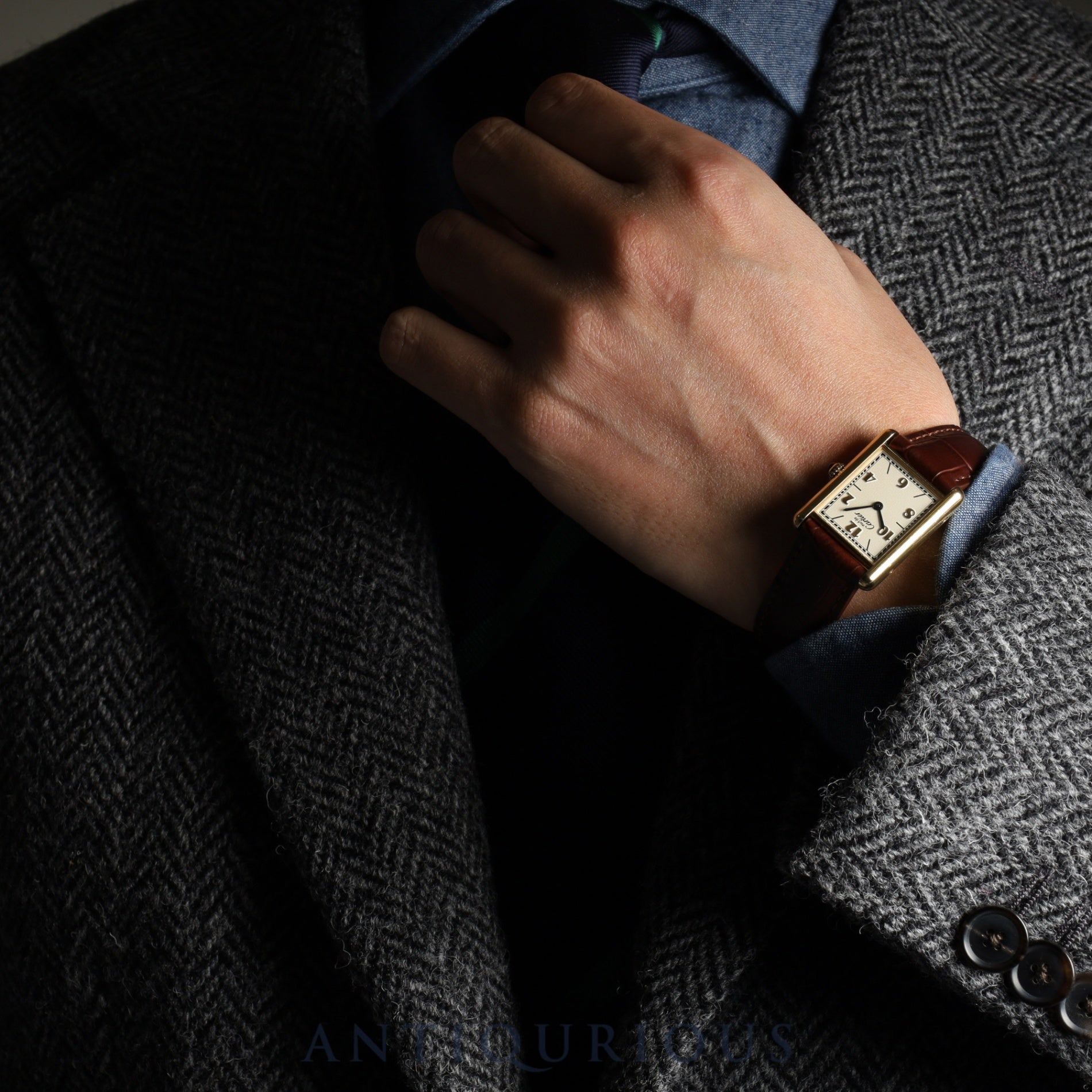 Cartier Must Tank LM 590005 Quartz Cal.90 SV925 Leather Genuine D Buckle (GP) Arabic CC Dial Overhauled