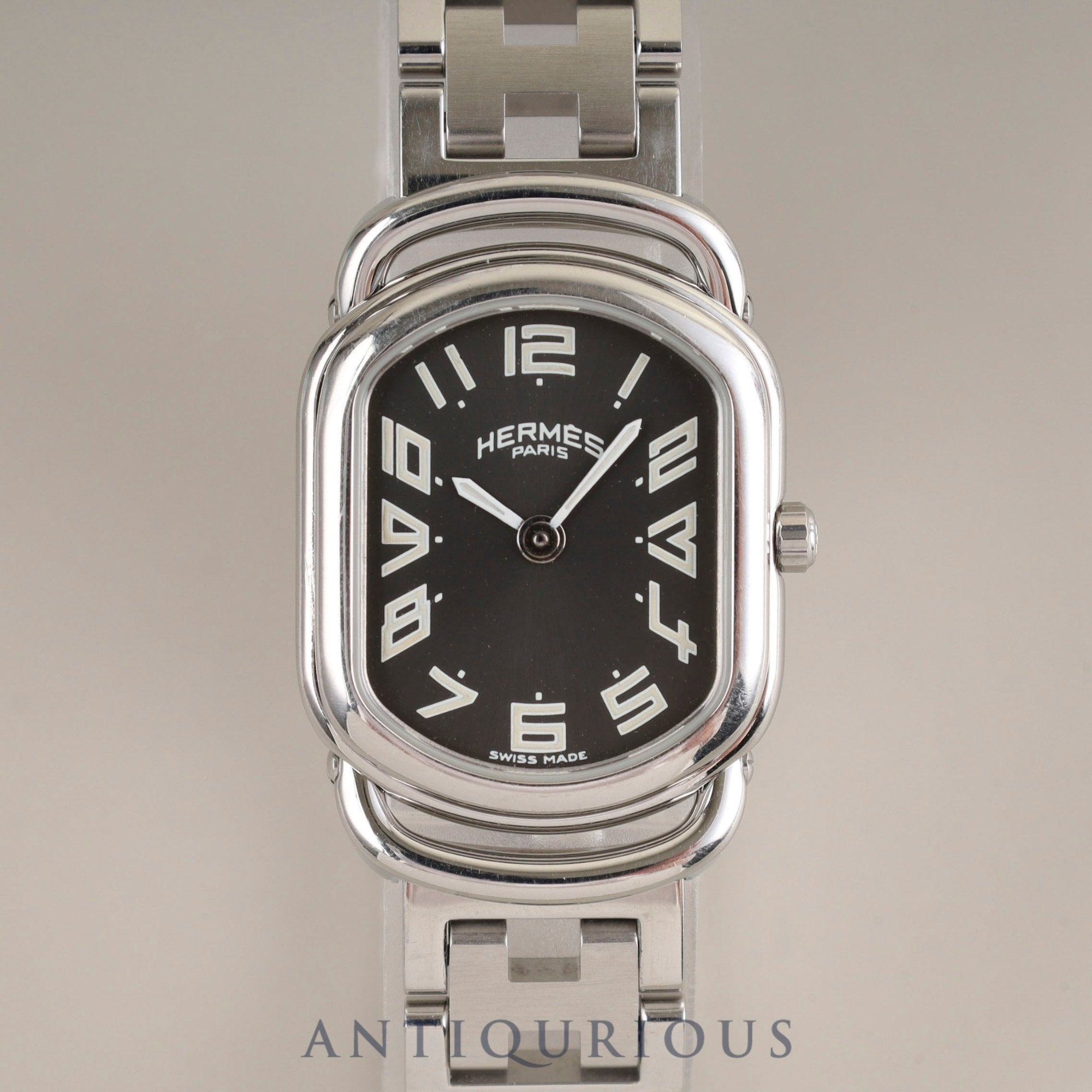 Hermes Rally RA1.210 Quartz Cal.976.001 SS SS Gray Dial Overhauled