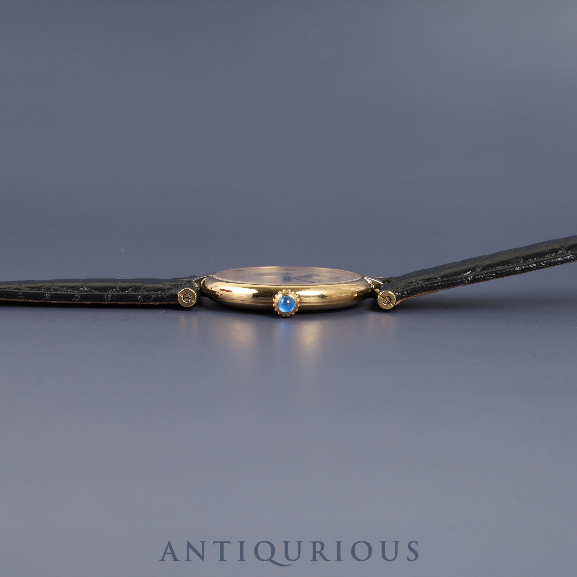 カルティエ マスト ヴァンドーム VLC LM 590003 クォーツ Cal.90 SV925 革 純正Dバックル(GP)アラビア文字盤 箱 冊子 オーバーホール済み