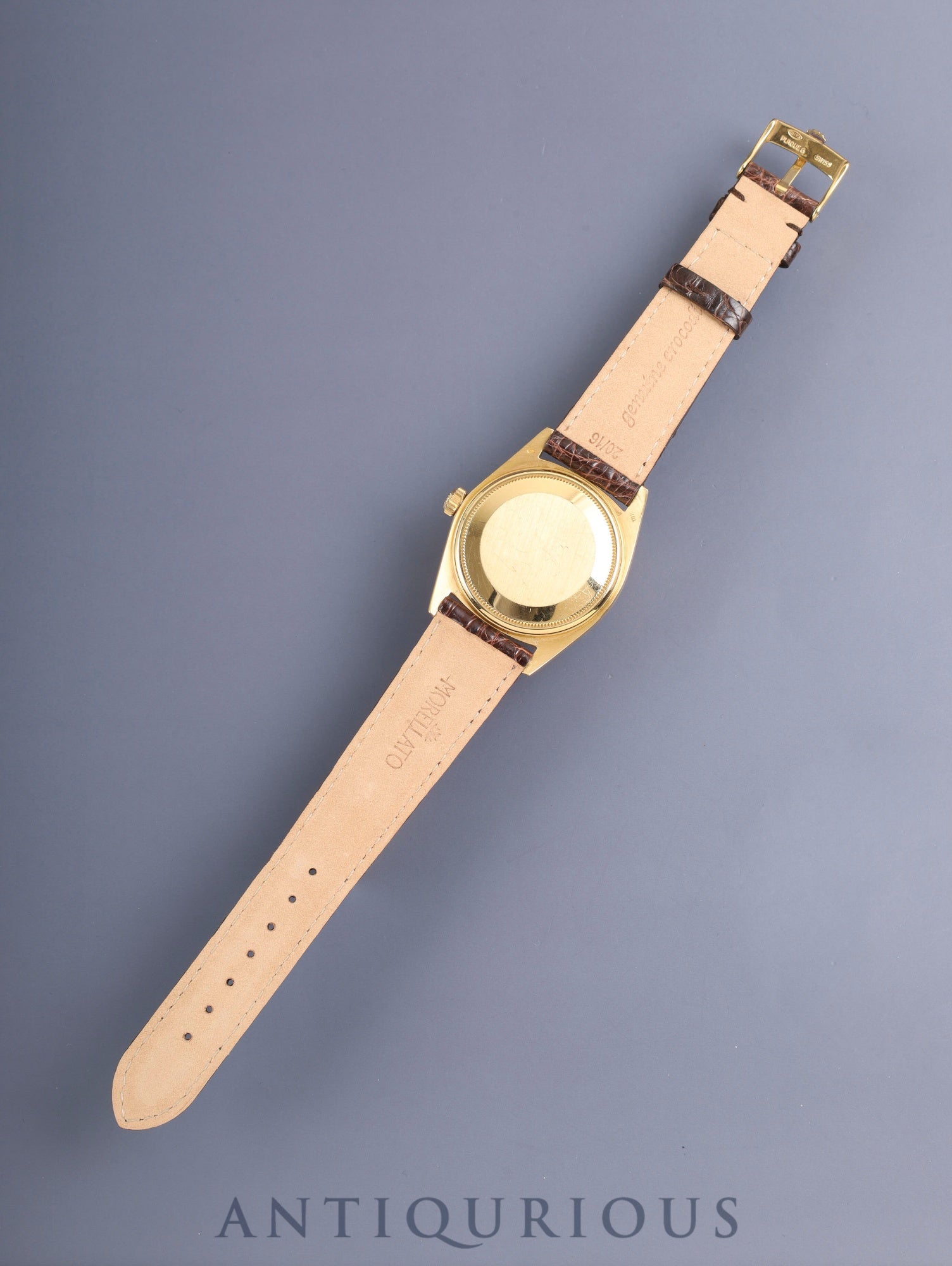 ロレックス デイデイト 1803 自動巻き Cal.1556 750YG 革 純正ピンバックル(GP)シグマダイアル シャンパン文字盤 34番台(1971年)オーバーホール済み