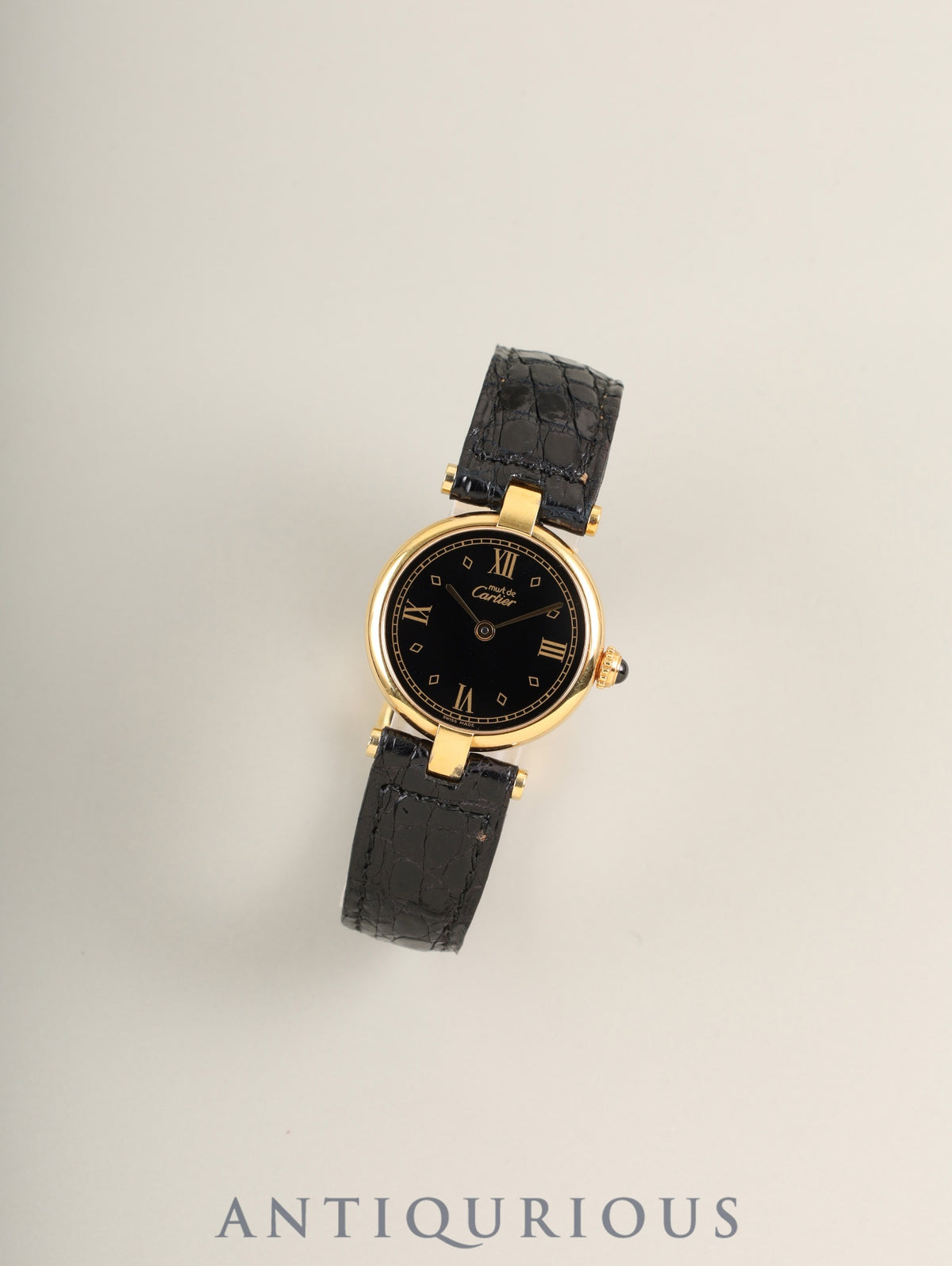 Cartier Must Vendome VLC SM 590004 Quartz SV925 Genuine Leather Strap Genuine D-Buckle (GP) Black Roman Numeral Dial (SWISS MADE) Warranty Card (blank) Complete service performed at Cartier boutique.