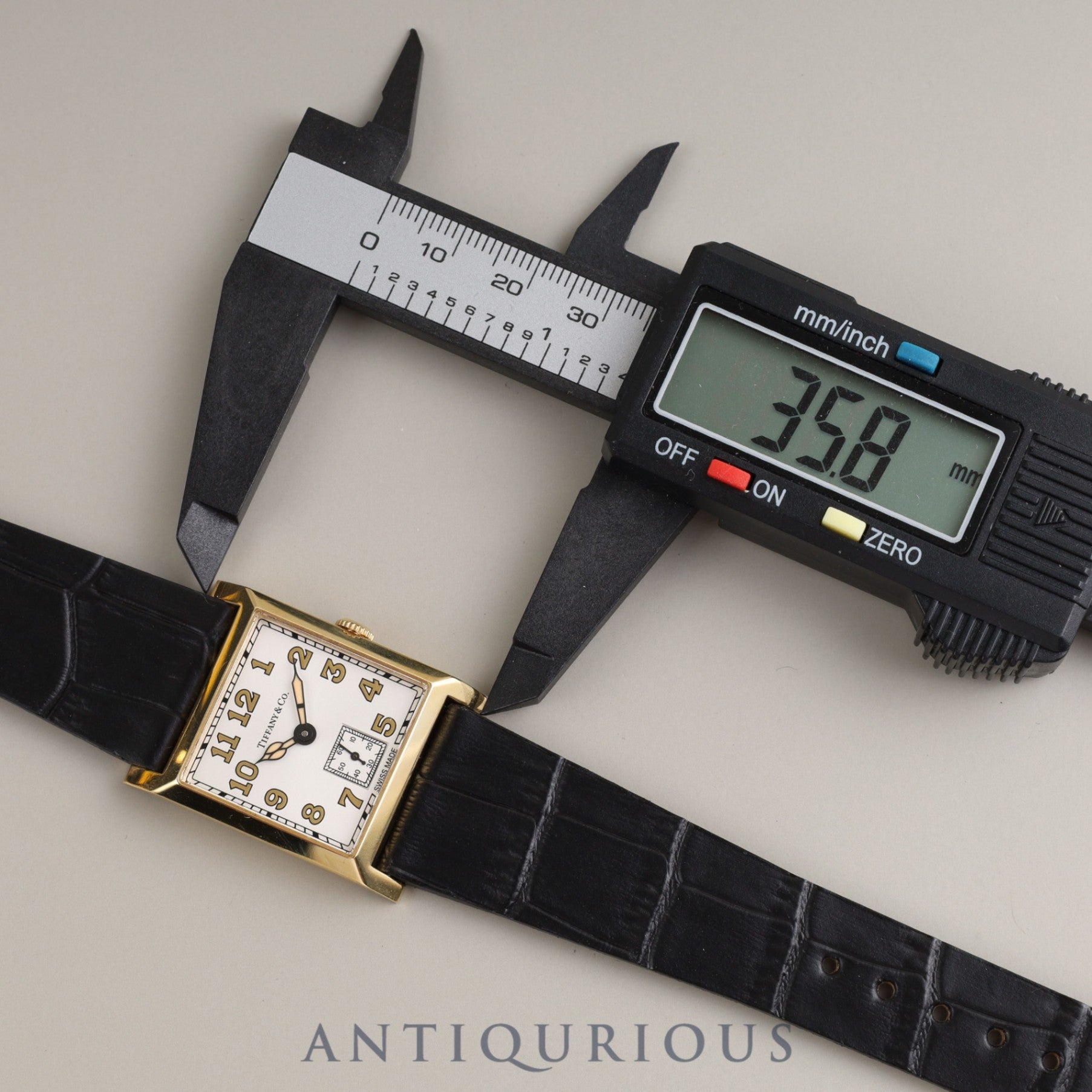 ティファニー スクエア 180TH ANNIVERSARY MODEL 限定180本 手巻き Cal.1200 YG 革 純正尾錠(750)シルバー文字盤