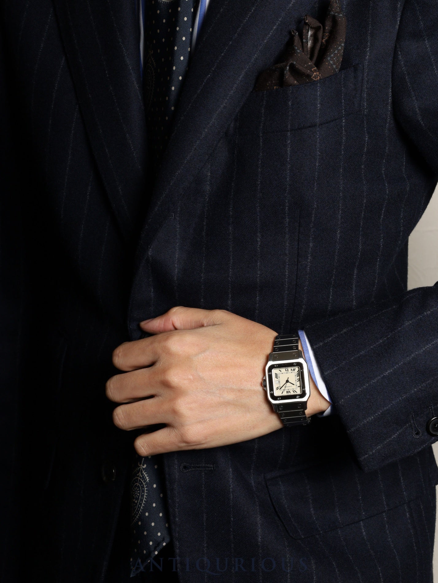 Cartier Santos Galbee LM 9172960 Automatic Caliber 2671 Stainless Steel Ivory Roman Dial Box Booklet Overhauled