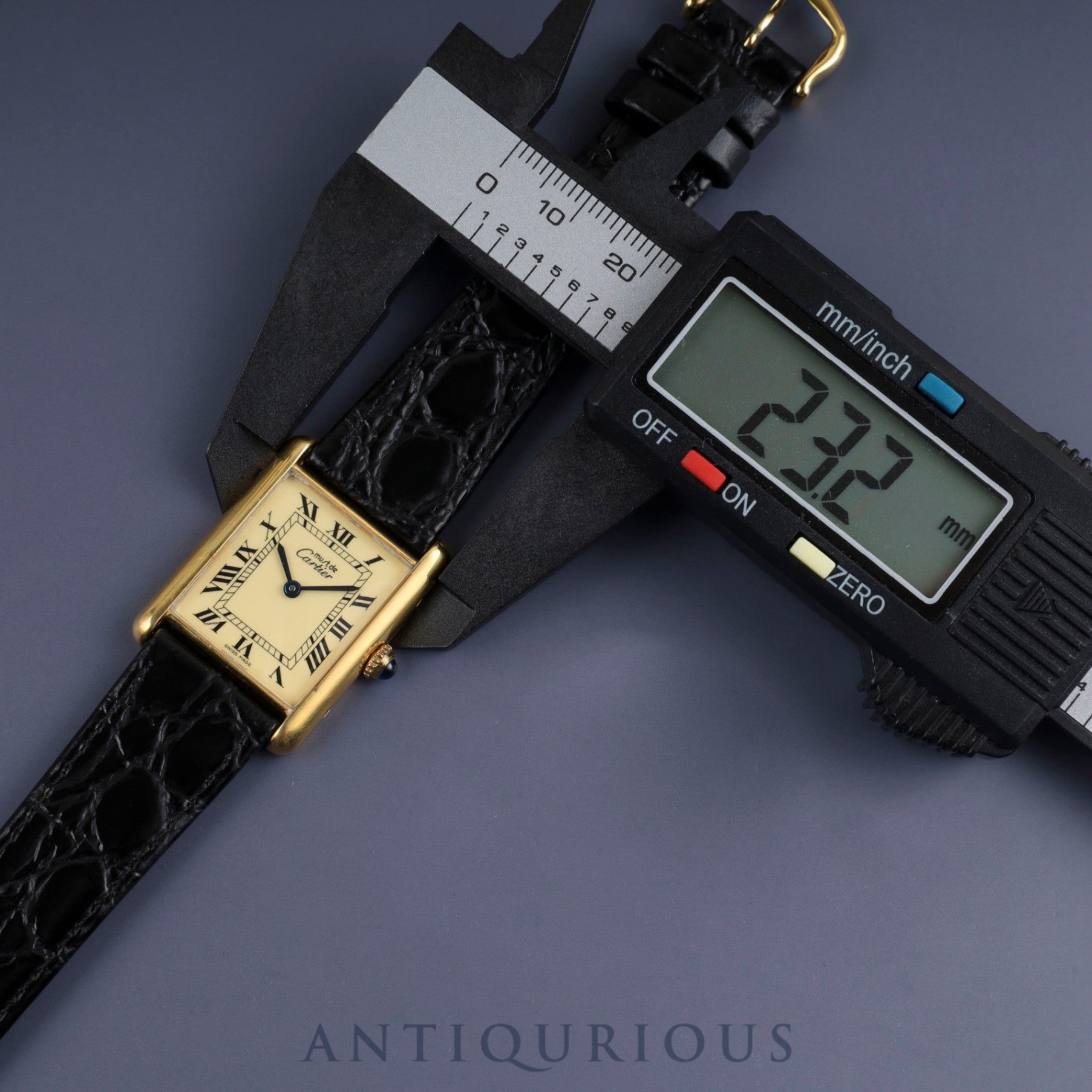 Cartier Must Tank LM W1002753 / 590005 Quartz Cal.- SV925 Leather Genuine Buckle Ivory Roman Dial Warranty 1990 Complete Service Finished