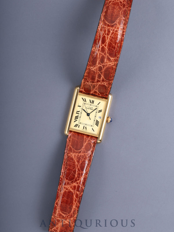 Cartier Must Tank GM (XL) W1017454 / 2413 Quartz Cal.687 SV925 Original leather strap Original deployant buckle (GP) Ivory Roman dial (SWISS MADE表記) Box Booklet Guarantee card (2001) Overhauled