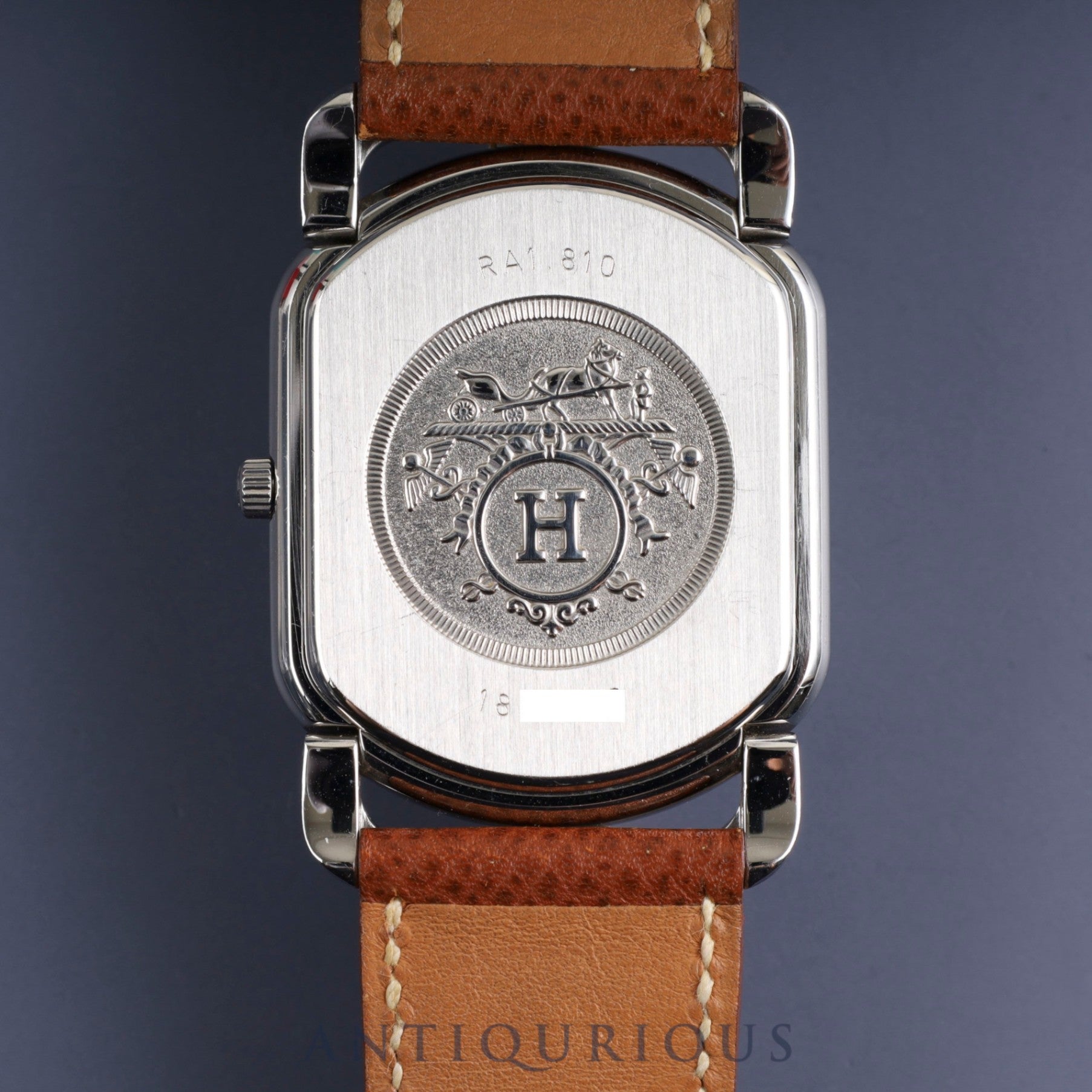 Hermes Rally RA1.810 Quartz Cal.980.163 SS Genuine leather strap (□F stamp: 2002) Genuine buckle (SS) White dial Overhauled