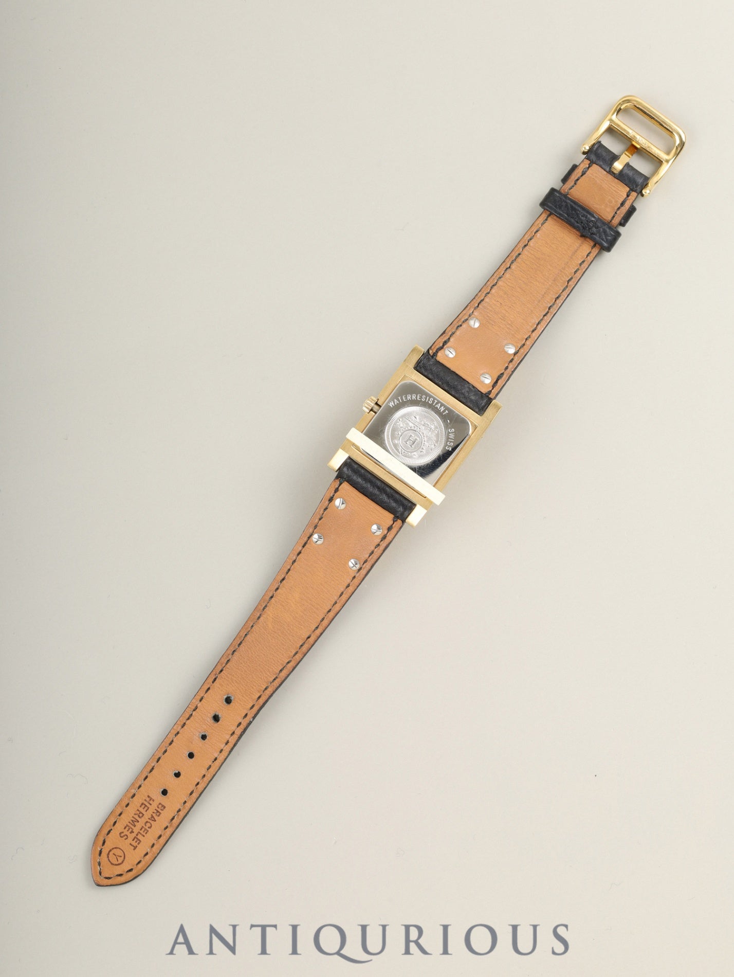 エルメス メドール 11.01 クォーツ Cal.976.001 GP 純正革ベルト(◯Y刻印:1995年) 純正ピンバックル(GP) ホワイト文字盤 箱 冊子 タグ 保証書(1995年)オーバーホール済み