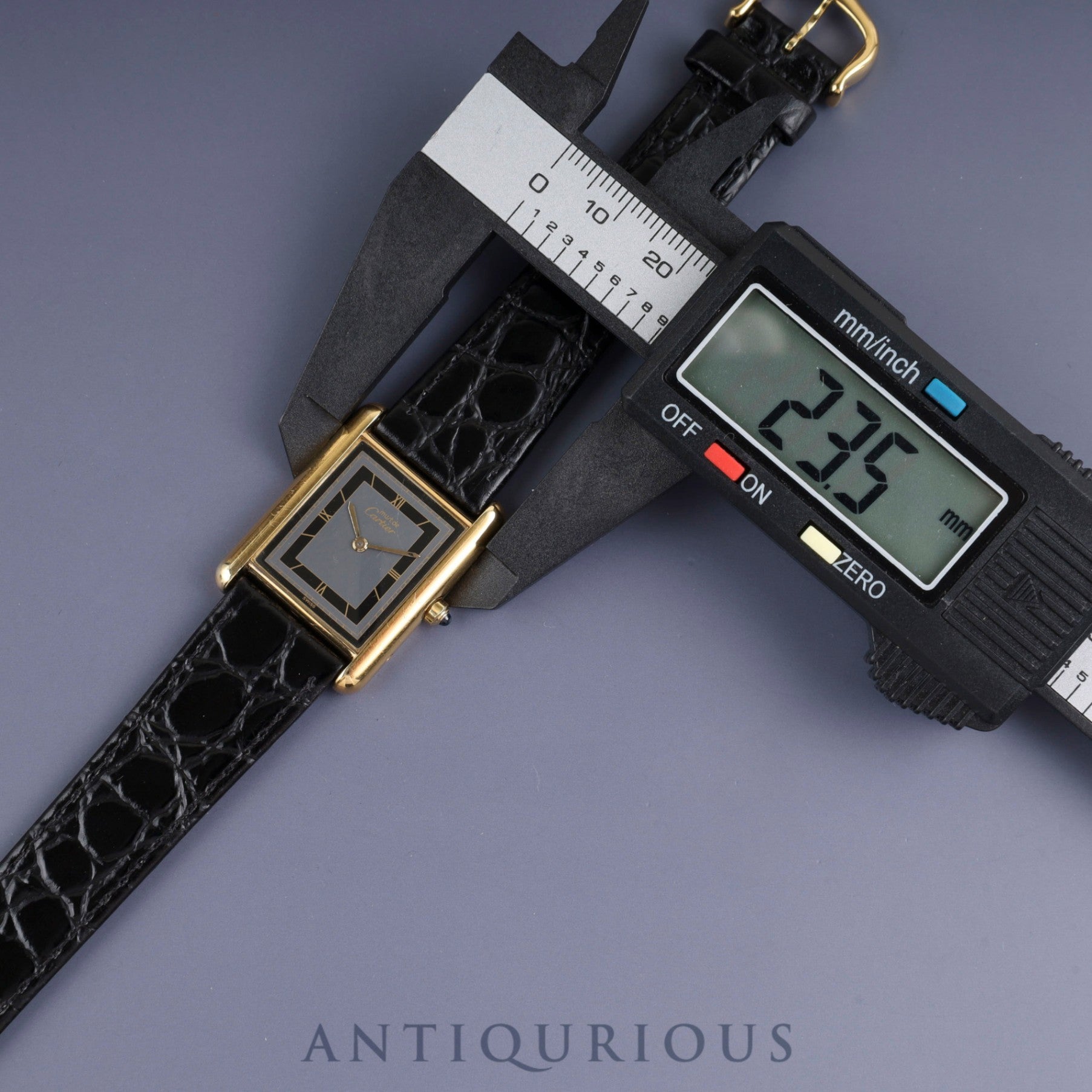 カルティエ マストタンク LM 6 81006 クォーツ Cal.81 SV925 革 純正尾錠(GP) グレー飛びローマン文字盤 オーバーホール済み