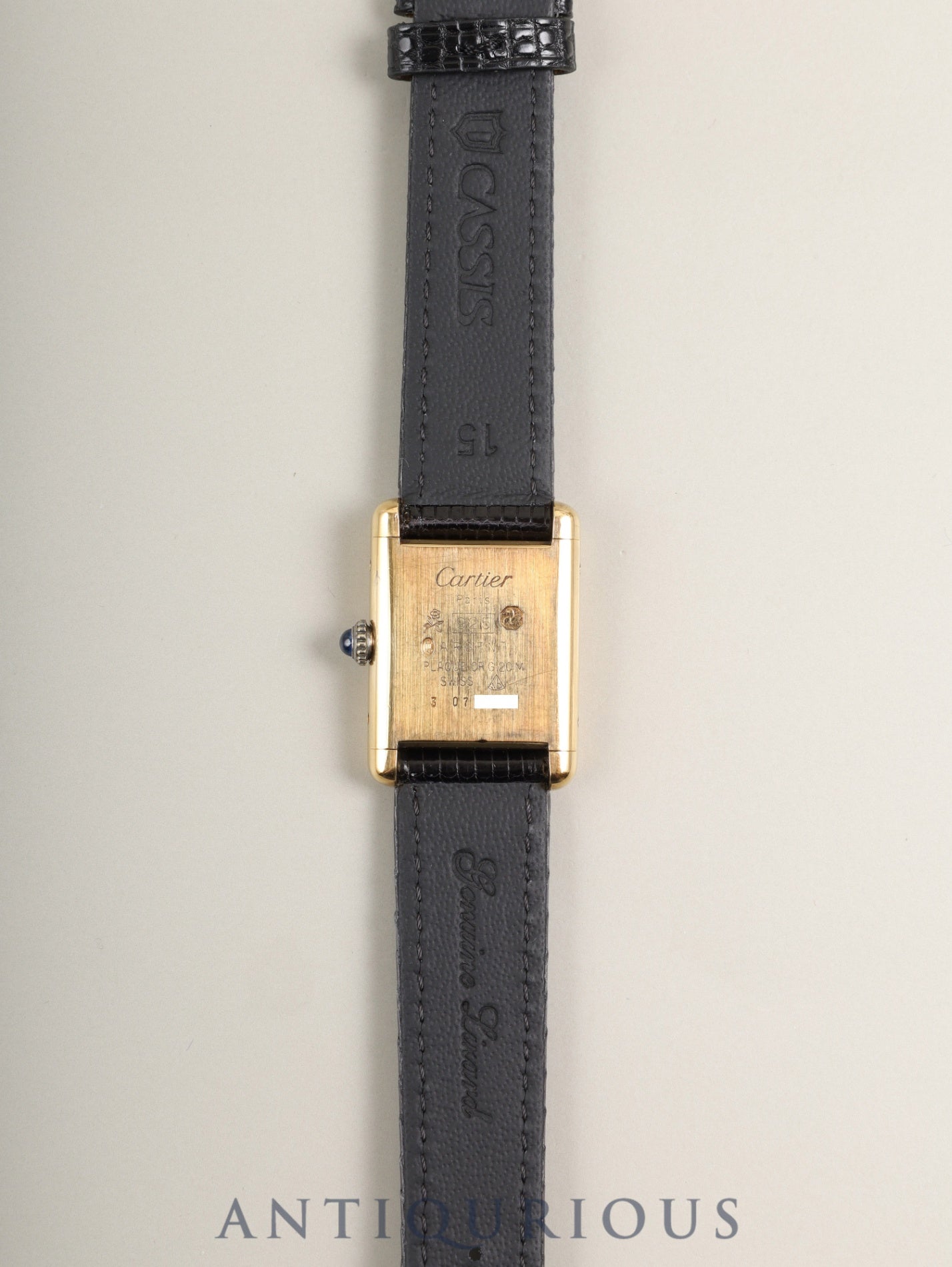 Cartier Must Tank SM Hand-wound Cal.78-1 SV925 Leather Genuine Pin Buckle (GP) Onyx Dial (SWISS) Overhauled