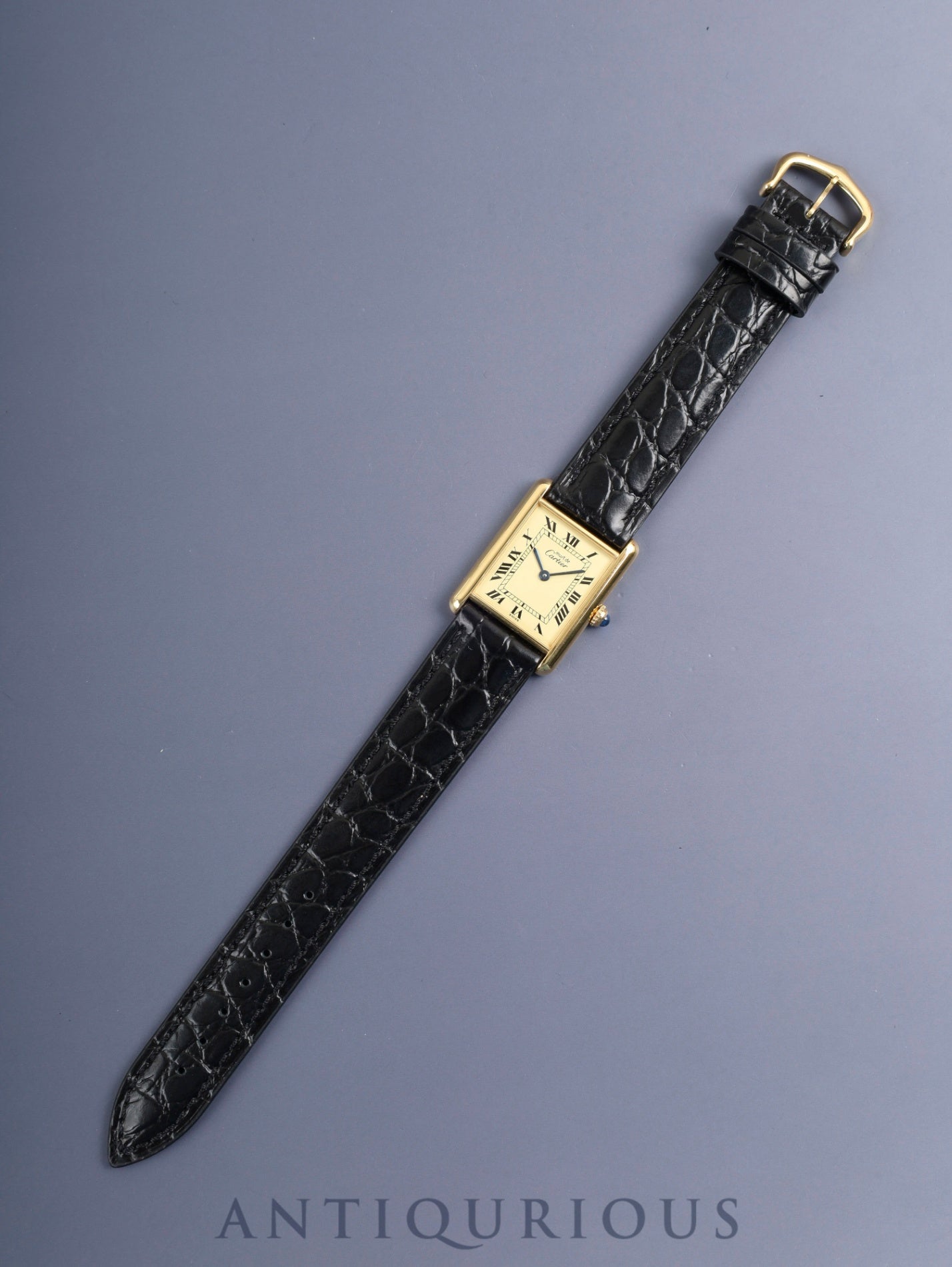 Cartier Must Tank LM W1002753 / 590005 Quartz Cal.90 SV925 Leather Genuine Pin Buckle (GP) Ivory Roman Dial (SWISS marking) Box, Booklets, Guarantee (undated), Overhauled, Polished