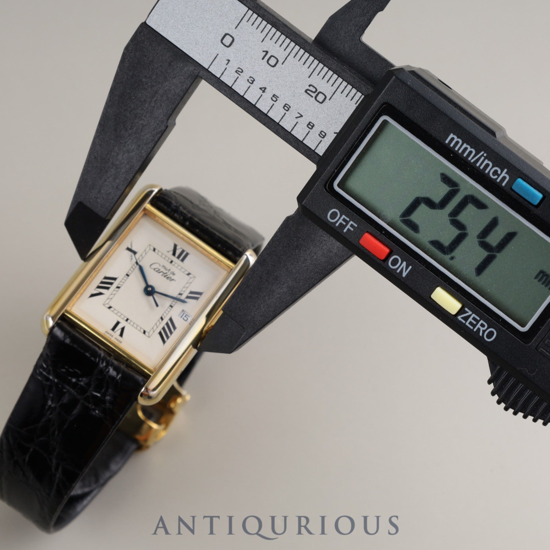 Cartier Must Tank GM (XL) Date QZ W1013754 / 2413 Cal.687 SV925 Leather Genuine Buckle (GP) White Flying Roman CC Dial