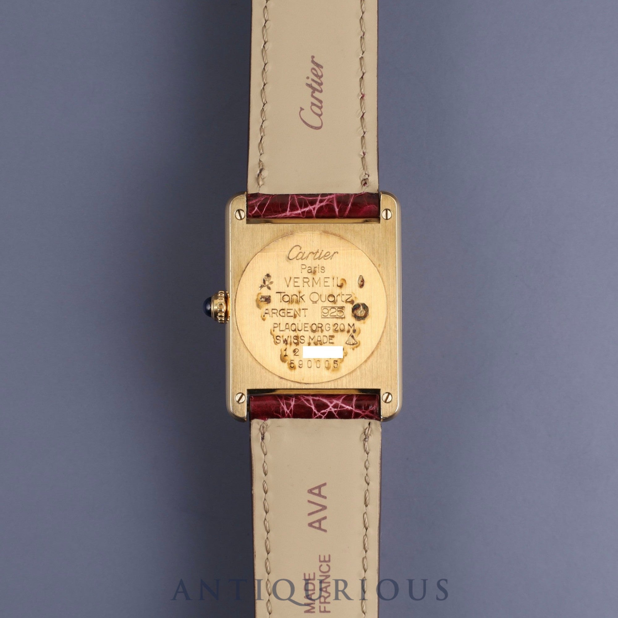 Cartier Must Tank LM 590005 Quartz Cal.90 SV925 Genuine leather strap Genuine buckle (GP) Ivory Roman dial Box Overhauled