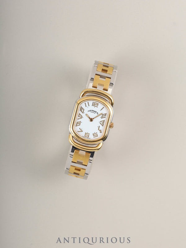 エルメス ラリー クォーツ 77.03 Cal.976.001 SS/GP SS/GP ホワイト文字盤 ケース オーバーホール済み