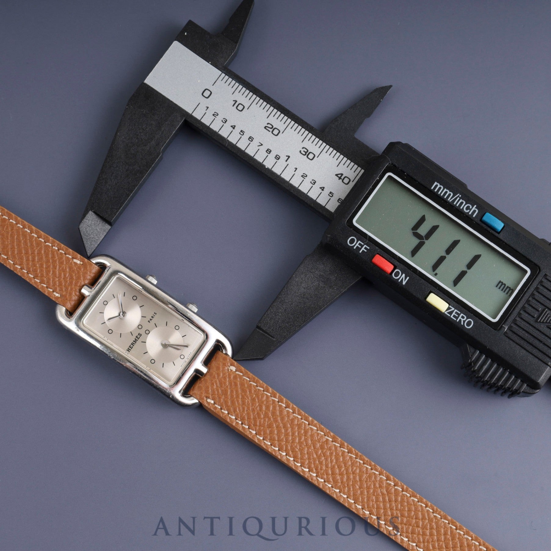Hermes Cape Cod Dezone CC3-210 Quartz Cal.E01001 SS Leather Genuine Buckle (SS) Silver Dial Overhauled