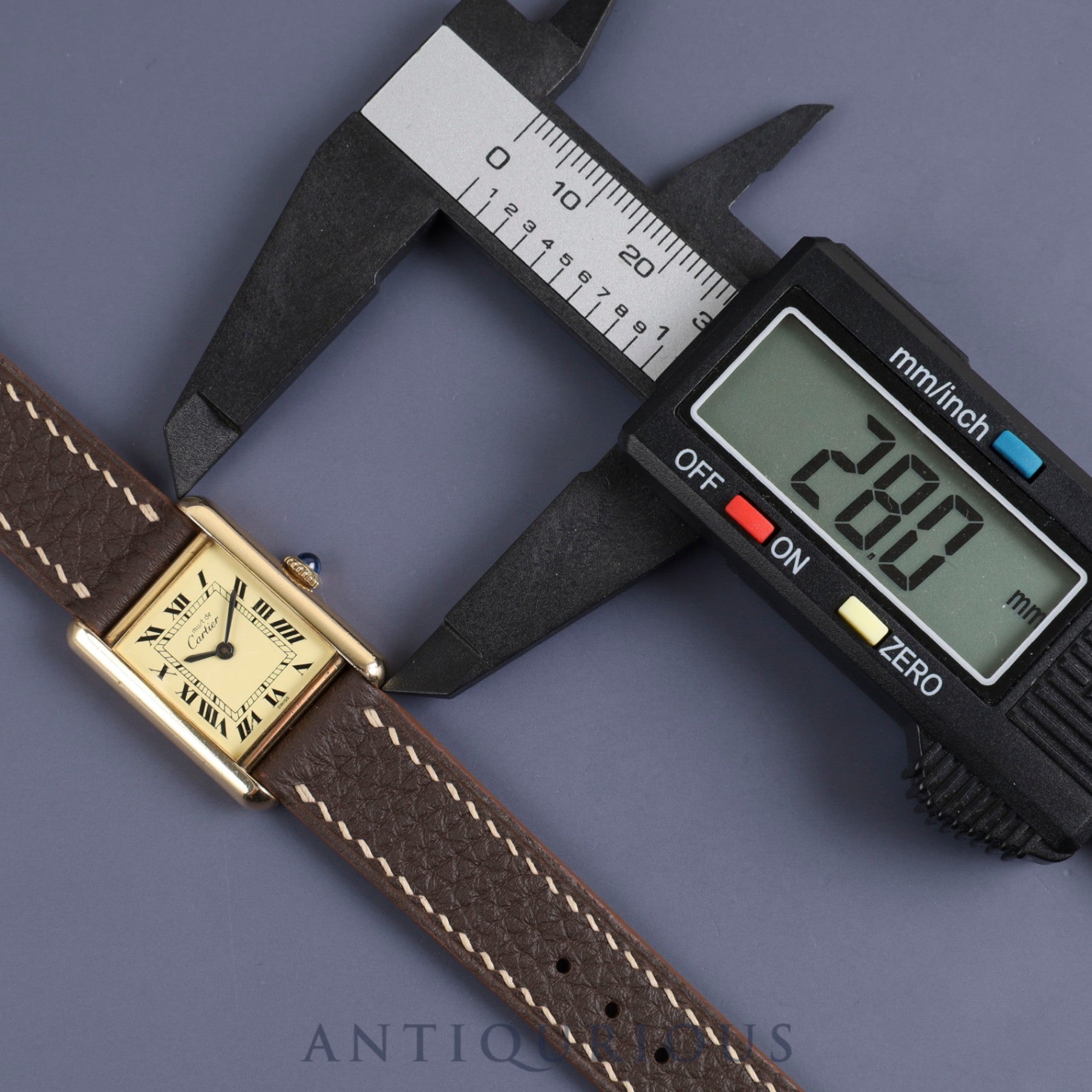 Cartier Must Tank SM Manual winding Cal.78-1 SV925 Leather Genuine buckle (GP) Ivory Roman dial Overhauled