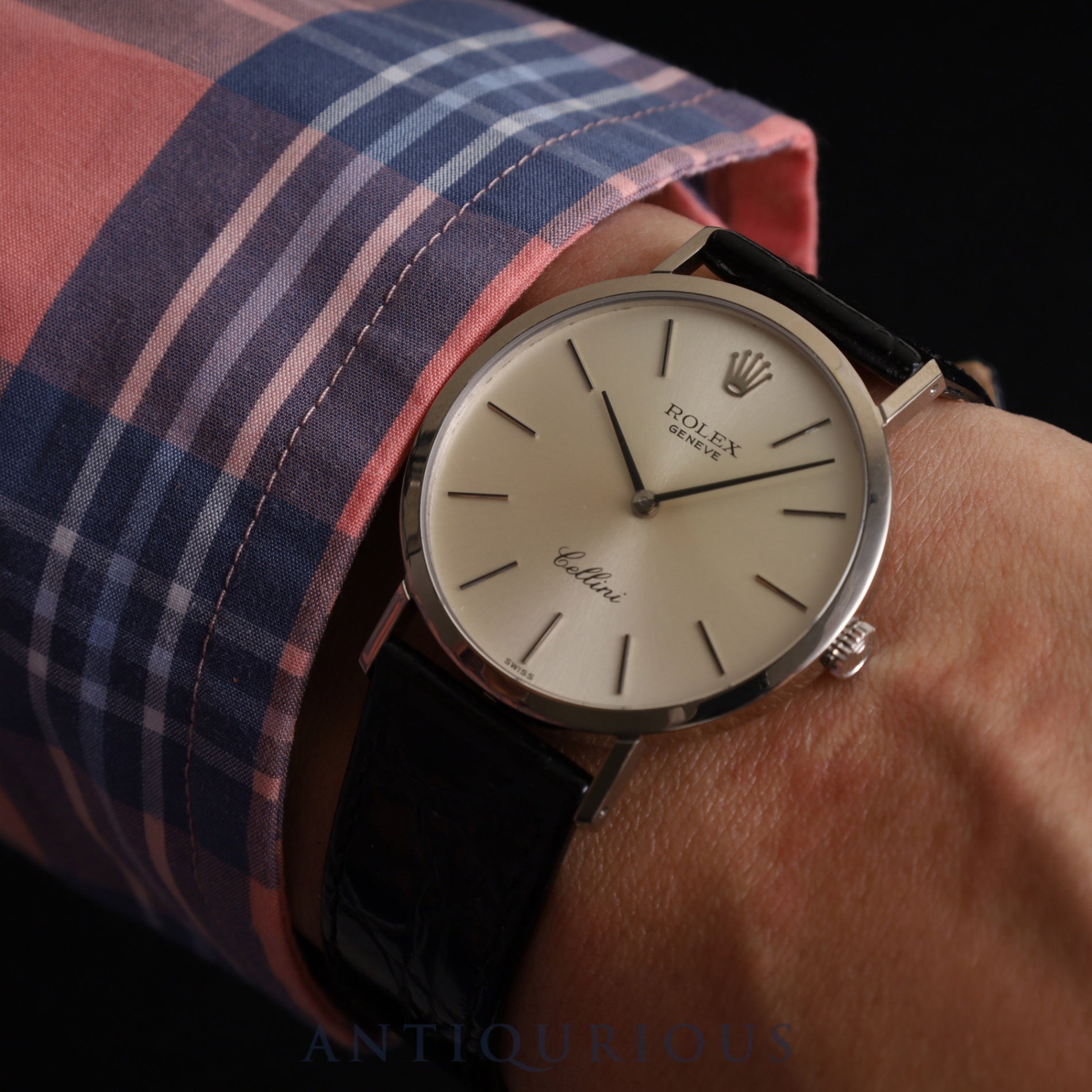 Rolex Cellini 4112 Manual winding Cal.1600 750 Leather Genuine buckle (SS) Silver dial No.4 (1974) Overhauled