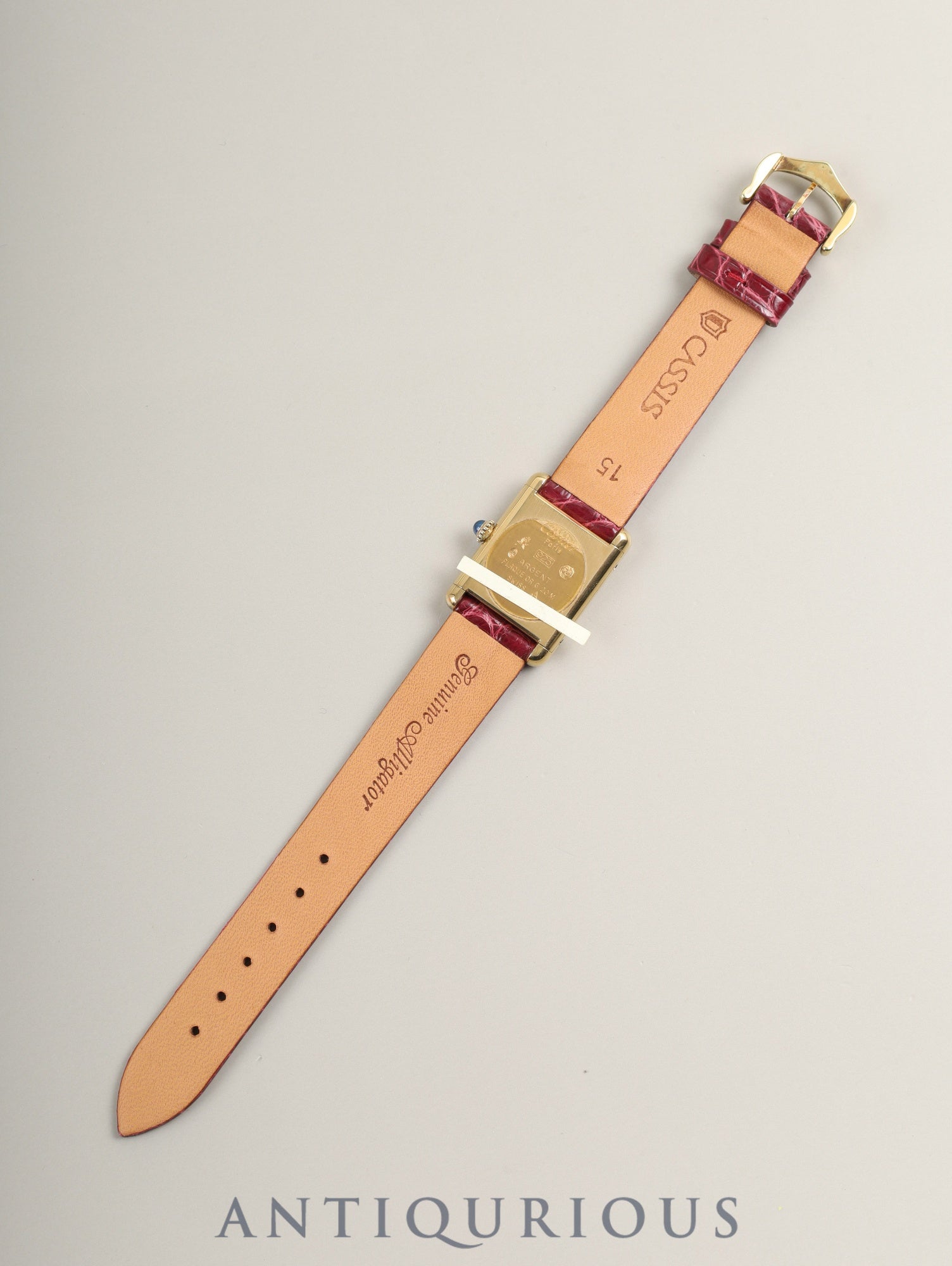 カルティエ マストタンク SM 82975613 手巻き Cal.78-1 革 純正尾錠(GP) ガーネットダイアル ボルドー文字盤(SWISS表記) 箱 保証書(1981年)オーバーホール済み