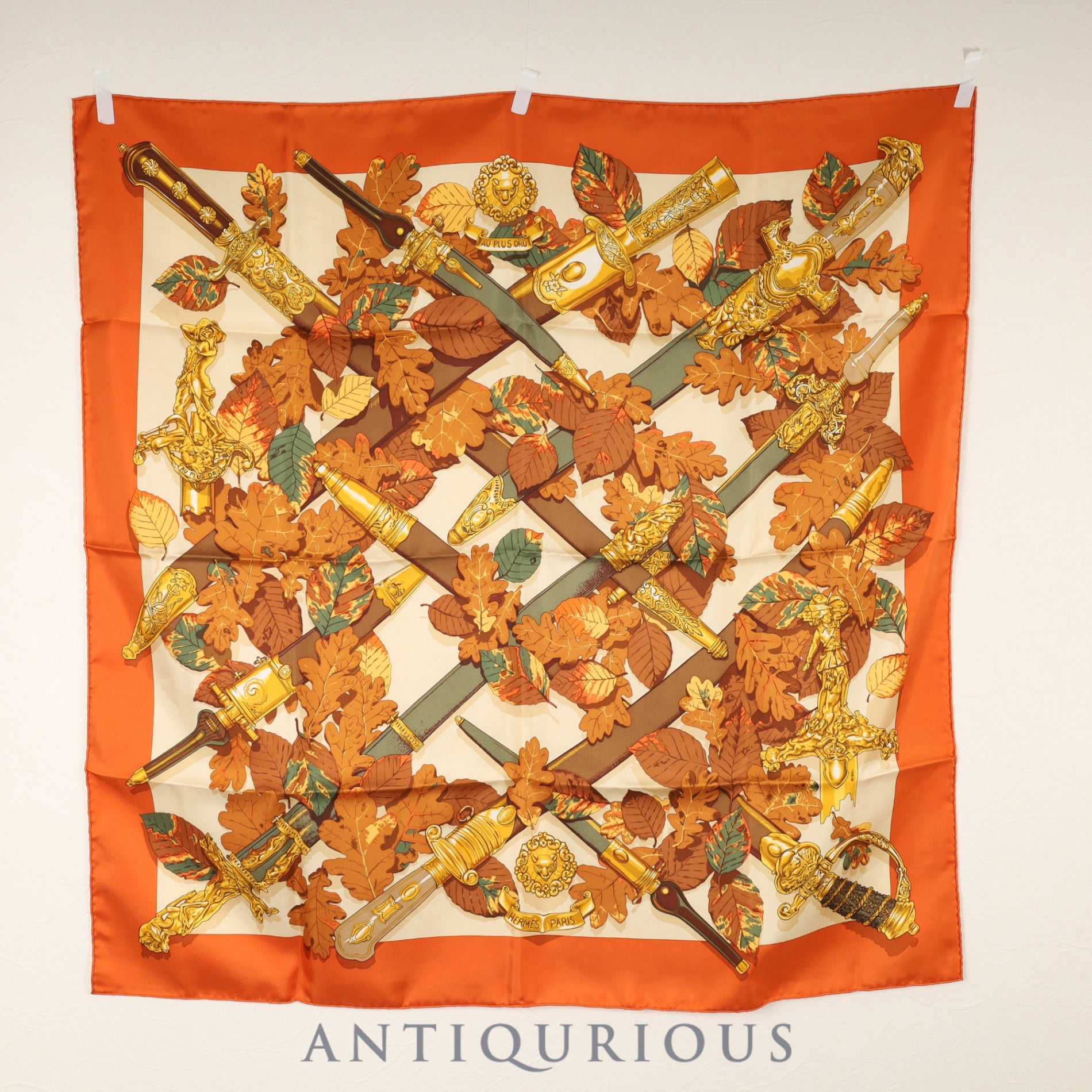 エルメス スカーフ カレ90 力強く SILK100% 箱