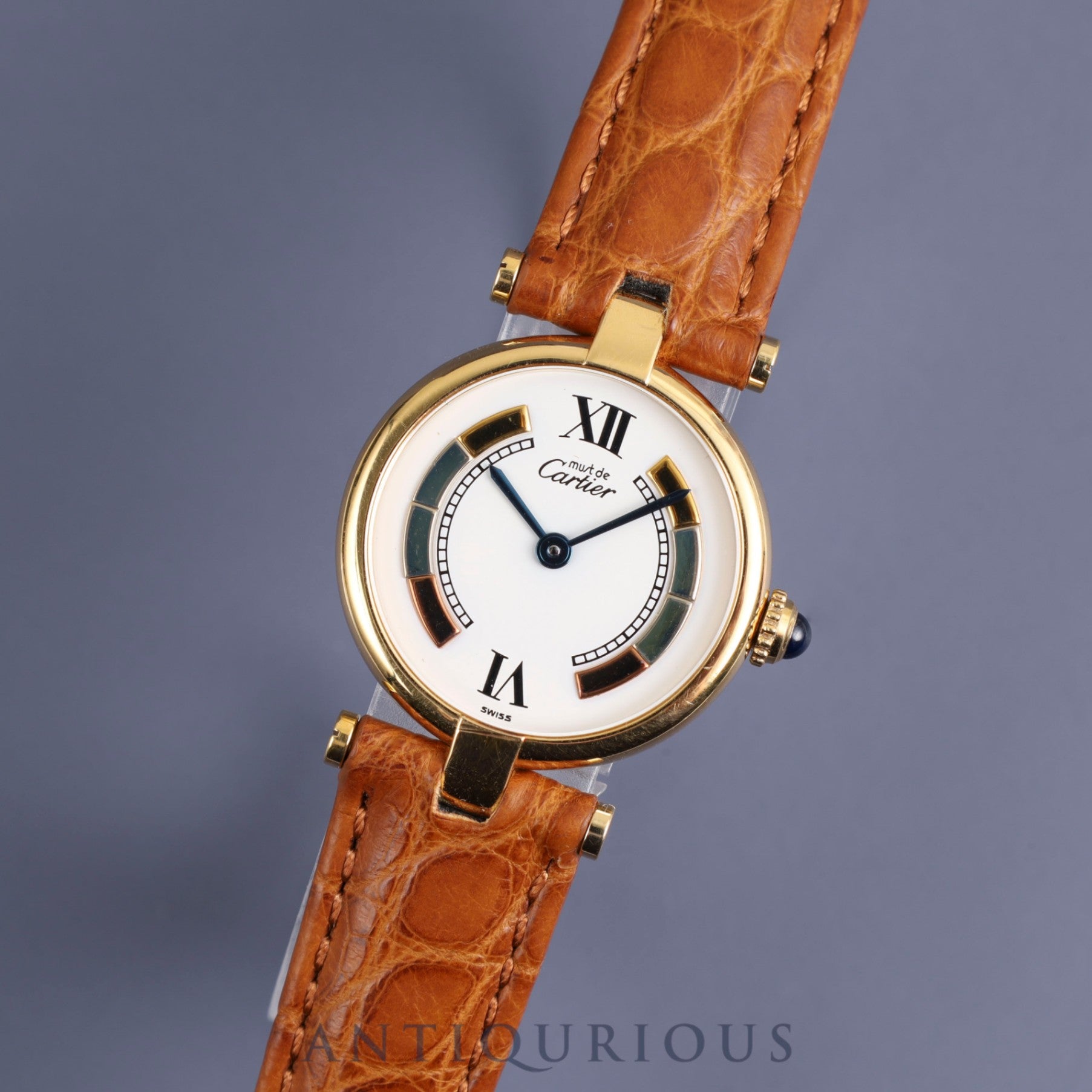 Cartier Must Vendome VLC SM 590004 Quartz Cal.90 SV925 Leather Genuine D Buckle (GP) Trinity Dial Booklet Overhauled