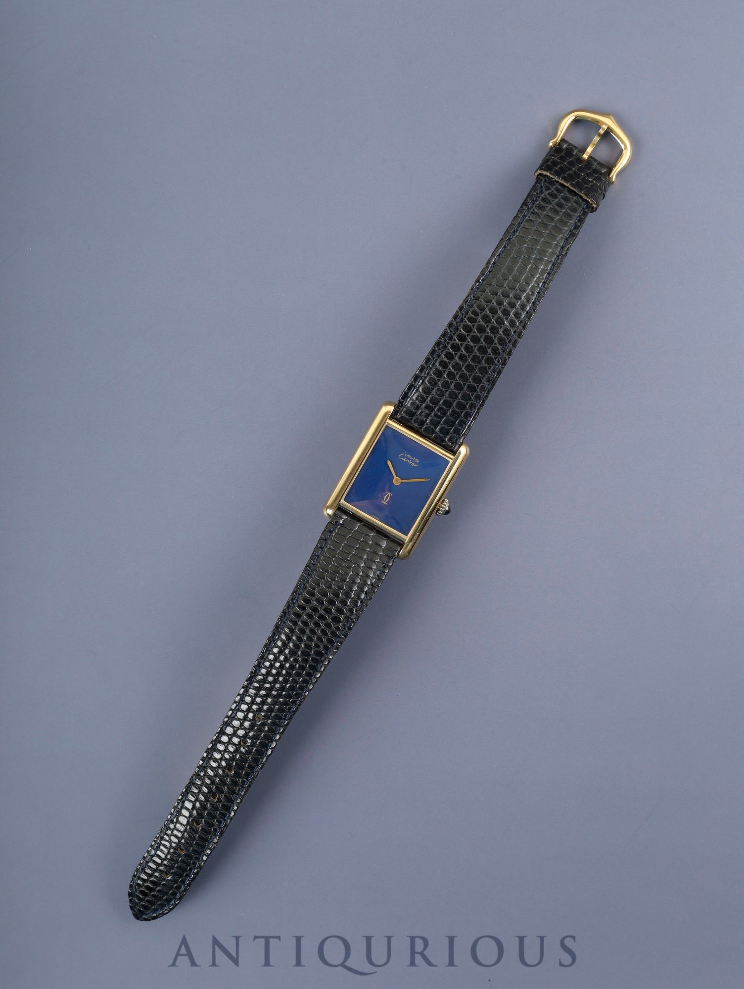 カルティエ マストタンク LM 手巻き Cal.78-1 SV925 純正革ベルト(使用感あり)純正尾錠(GP)ラピスラズリ文字盤(クラック)オーバーホール済み