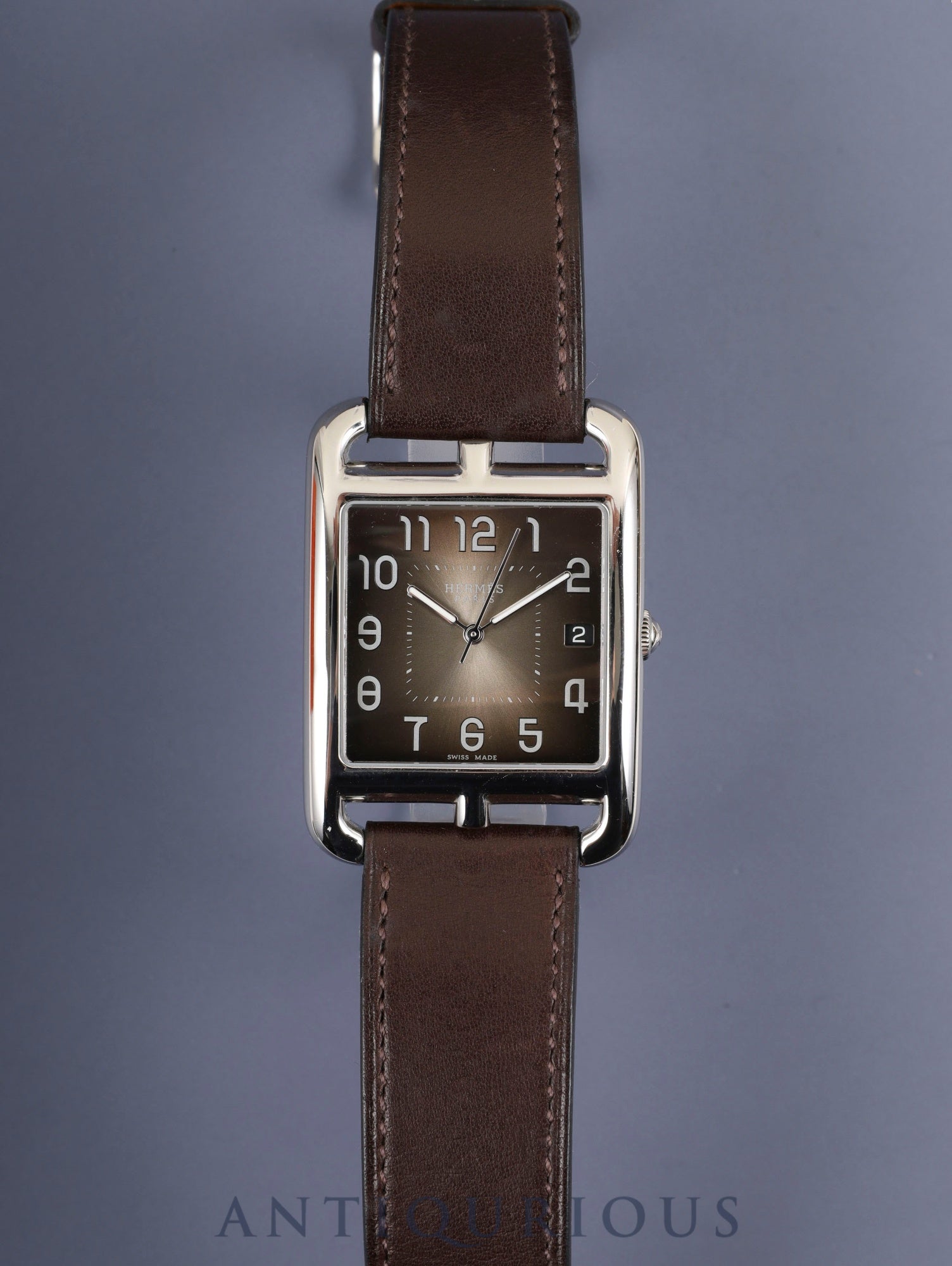 エルメス ケープコッド CC1.810 クォーツ Cal.E64111 SS 純正革ベルト 純正ピンバックル(SS)ダークブラウンアラビア文字盤 箱 冊子 オーバーホール済み