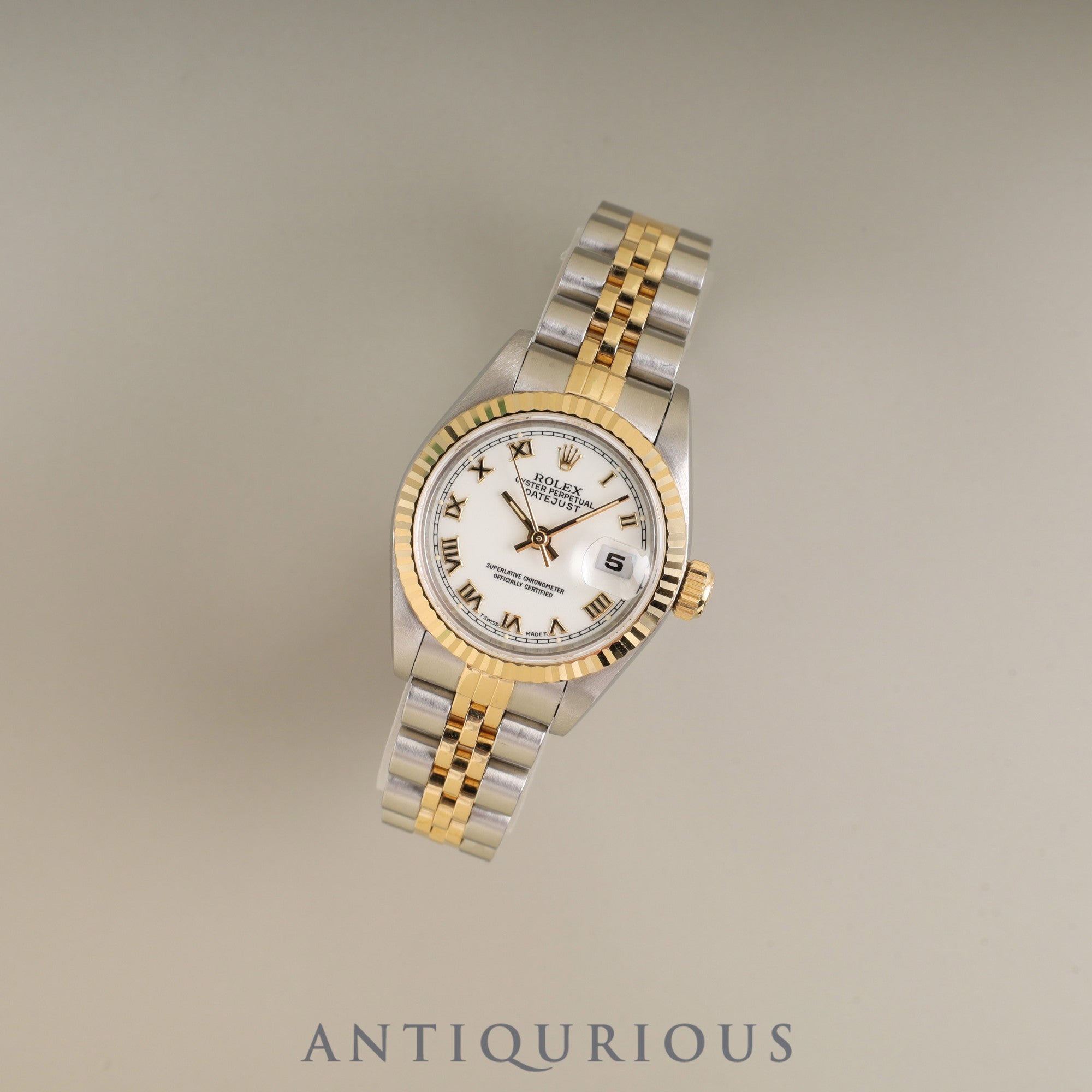 Rolex Lady-Datejust 69173 Automatic Caliber 2135 Stainless Steel/Yellow Gold White Shantung Dial W Serial Number (1994-1995) 1 Link Tag Overhauled