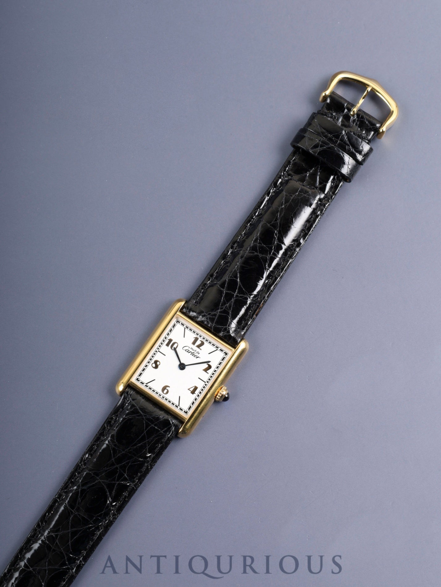 Cartier Must Tank LM W1008254 / 1615 Quartz Cal.90 SV925 Leather Genuine Pin Buckle (GP) Arabic Dial (SWISS marking) Overhauled, Polished
