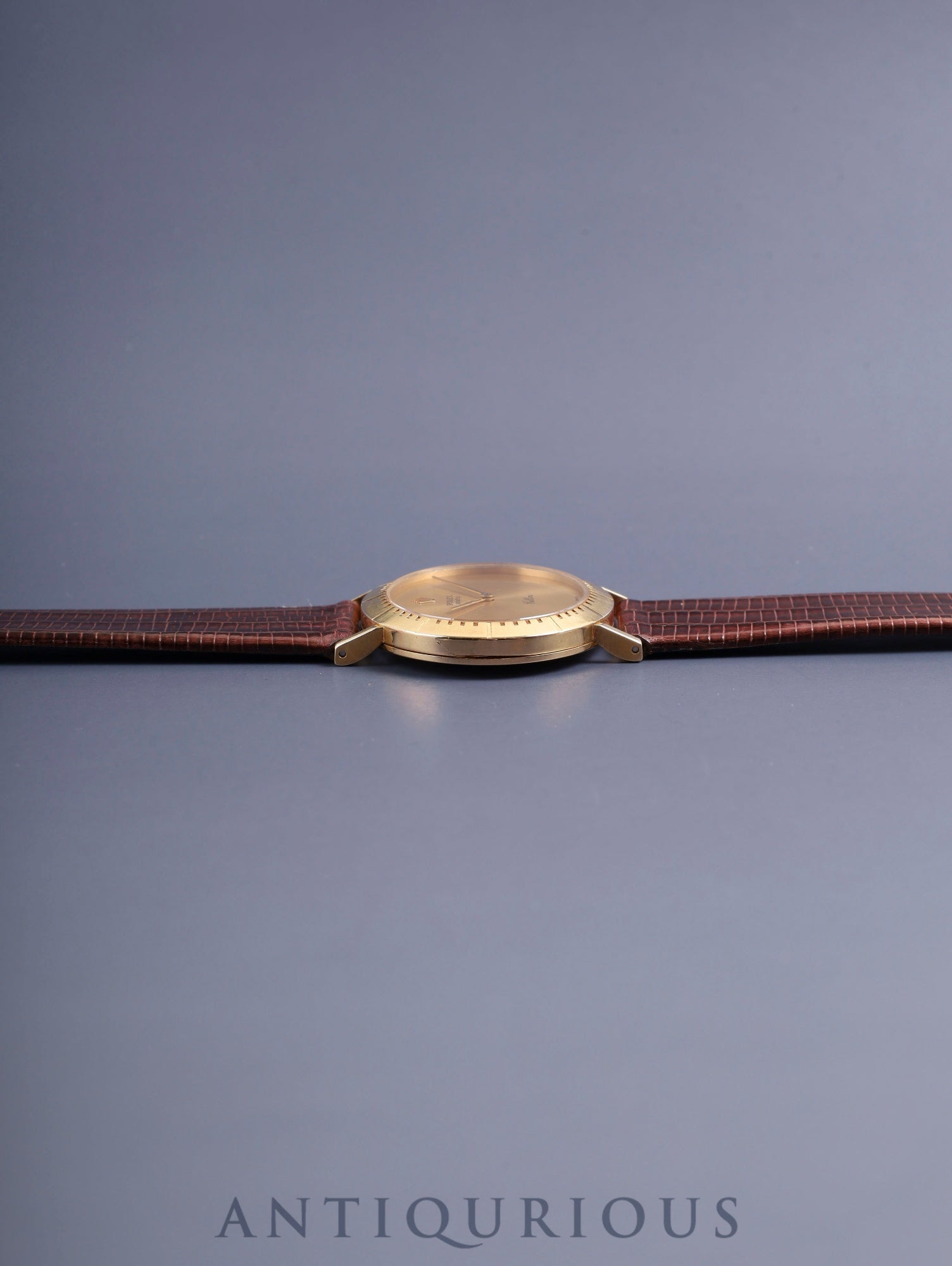 Rolex Cellini 4083 Manual Winding Caliber 1601 750YG Leather Watch with Genuine Pin Buckle (GP) Champagne Dial E Series (1990-1991) Overhauled