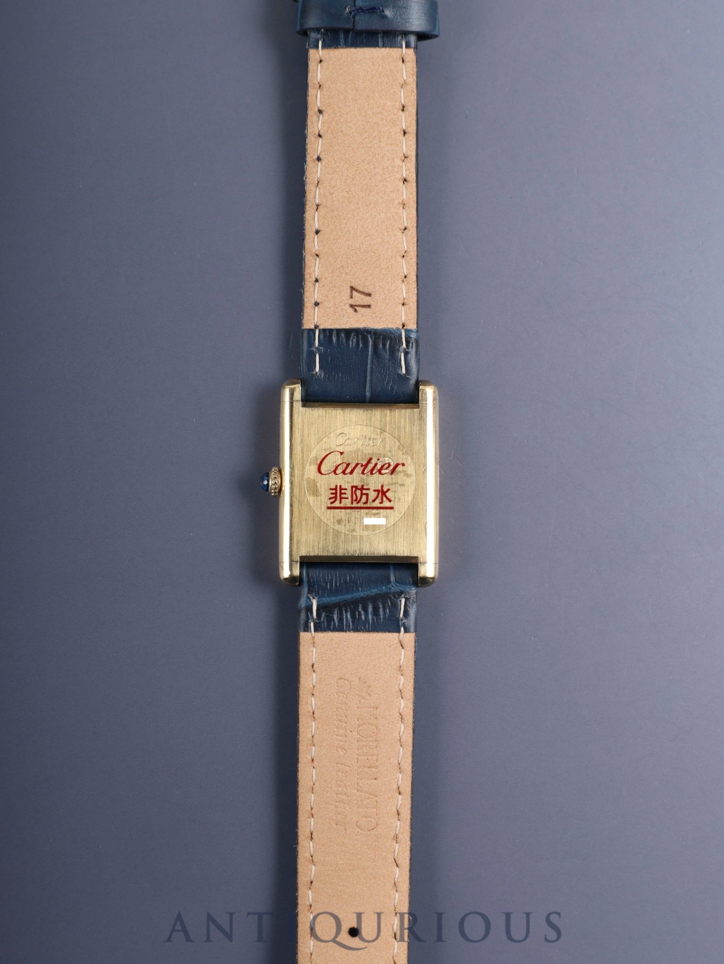 Cartier Must Tank LM Hand-wound Cal.78-1 SV925 Leather Genuine Pin Buckle (GP) Lapis Lazuli Dial (SWISS MADE) Complete service performed at Cartier boutique