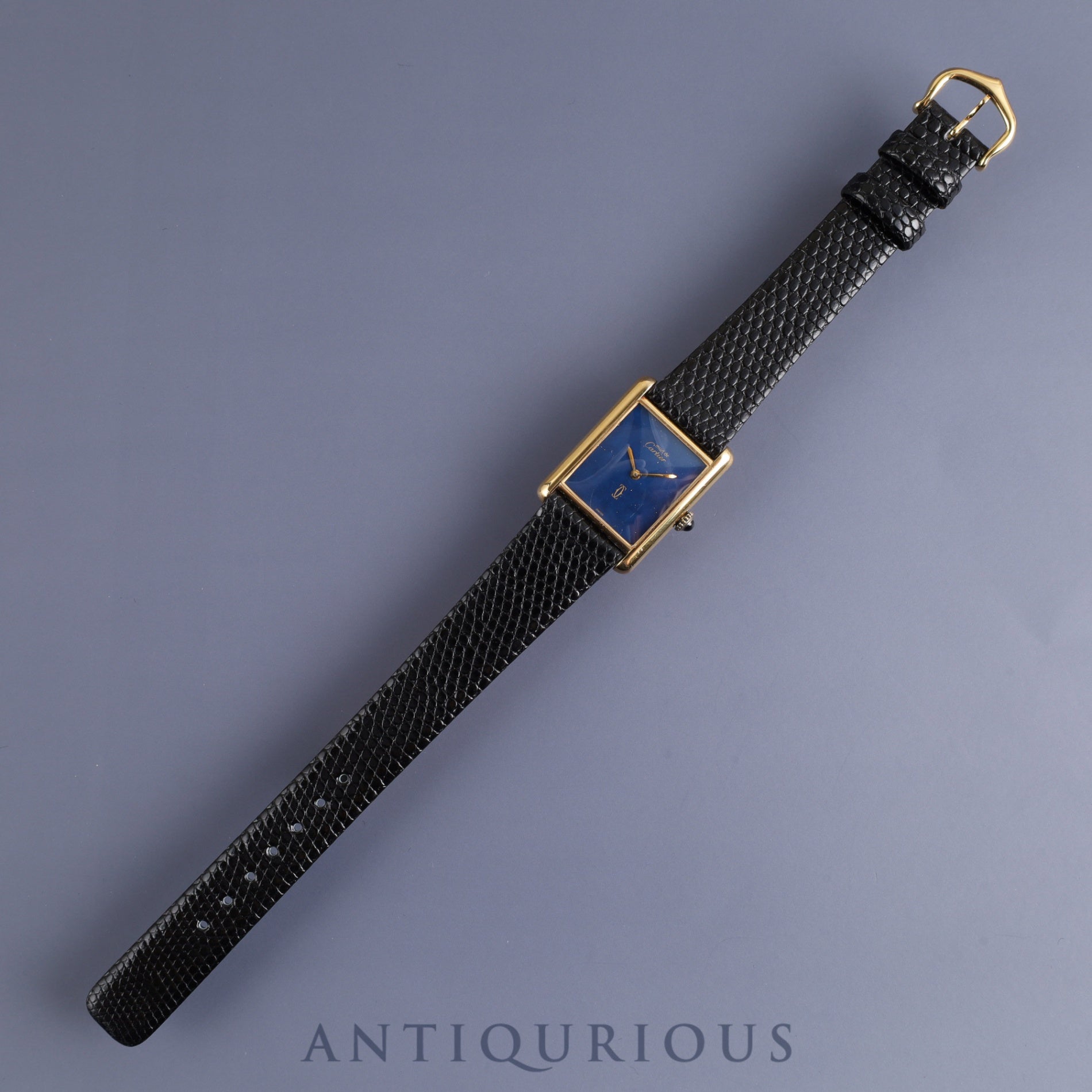 Cartier Must Tank LM Manual winding Cal.78-1 SV925 Leather Genuine buckle (GP) Lapis lazuli dial Overhauled