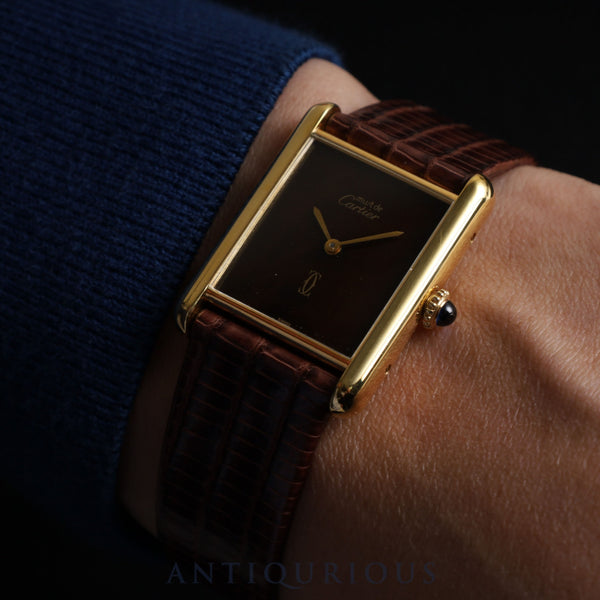 Cartier Must Tank LM Manual winding Cal.78-1 SV925 Leather Genuine buckle (GP) Mahogany dial Overhauled