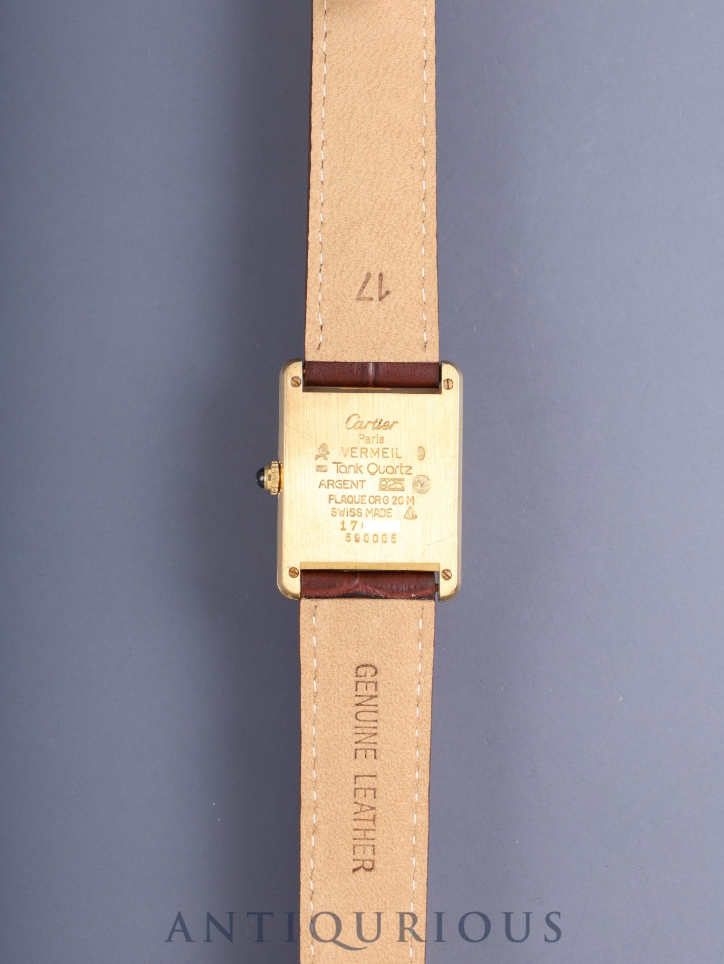 カルティエ マストタンク LM 590005 クォーツ Cal.90 SV925 革 純正尾錠(GP)アイボリーローマン文字盤(SWISS表記) オーバーホール済み
