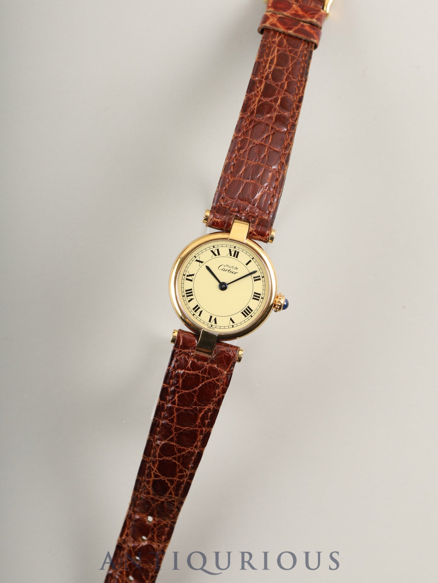 カルティエ ヴァンドーム VLC SM 590004 クォーツ Cal.90 SV925 純正革ベルト 純正尾錠(GP)アイボリーローマン文字盤 冊子 保証書(1990年)オーバーホール済み