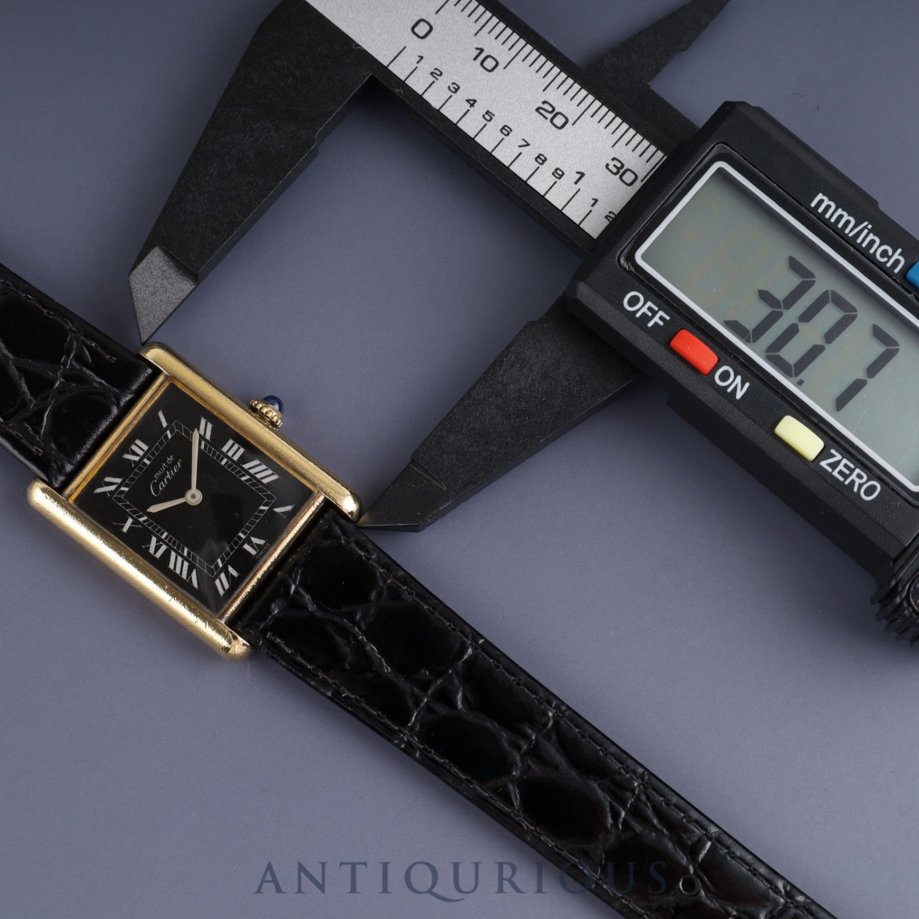 Cartier Must Tank LM Manual winding Cal.78-1 SV925 Leather Genuine buckle (GP) Black Roman dial Overhauled