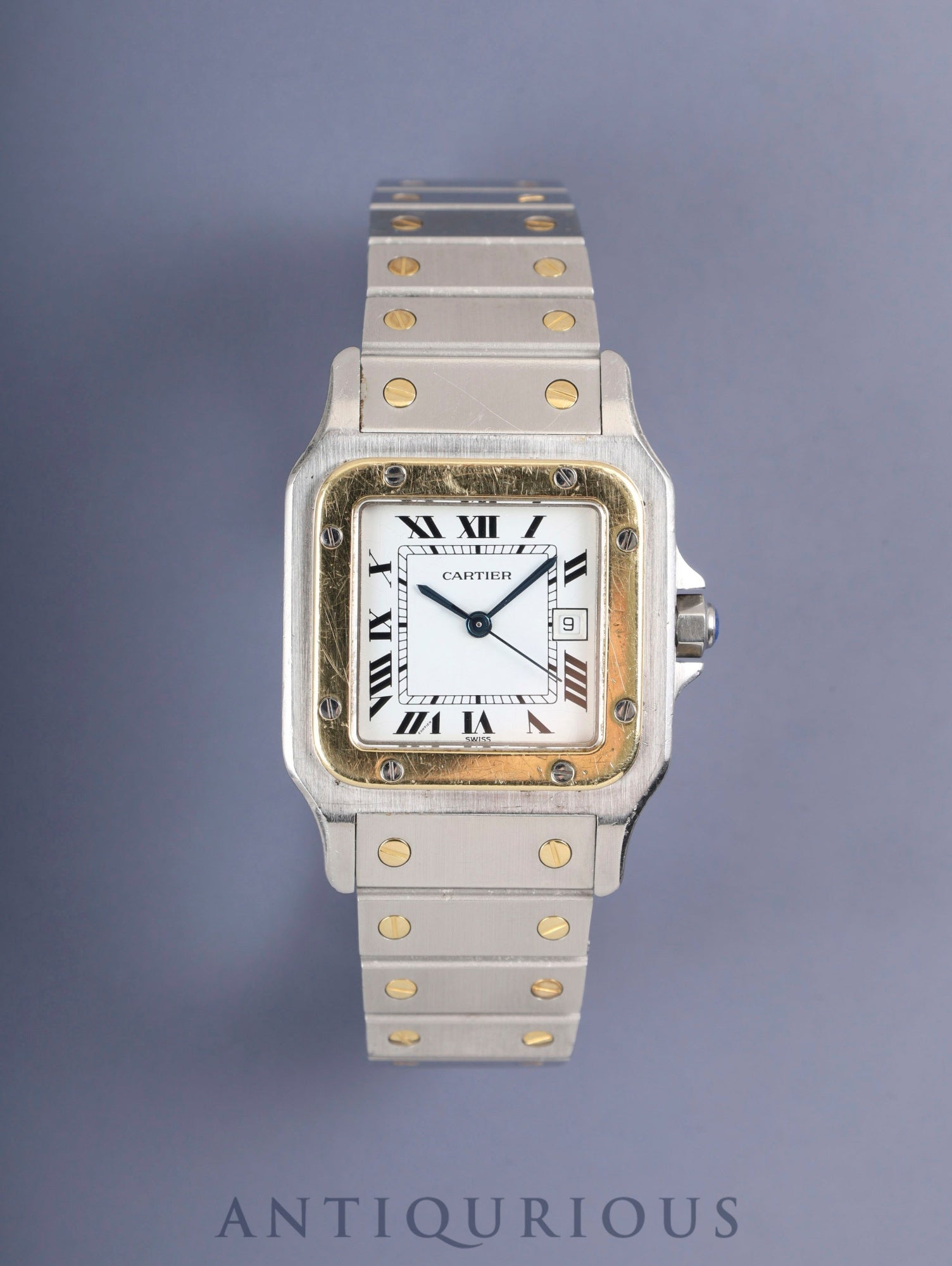 カルティエ サントス カレ LM 81036288 / 2961 自動巻き Cal.077(ETA2671)SS/YG SS/YG ホワイトローマン文字盤 オーバーホール済み