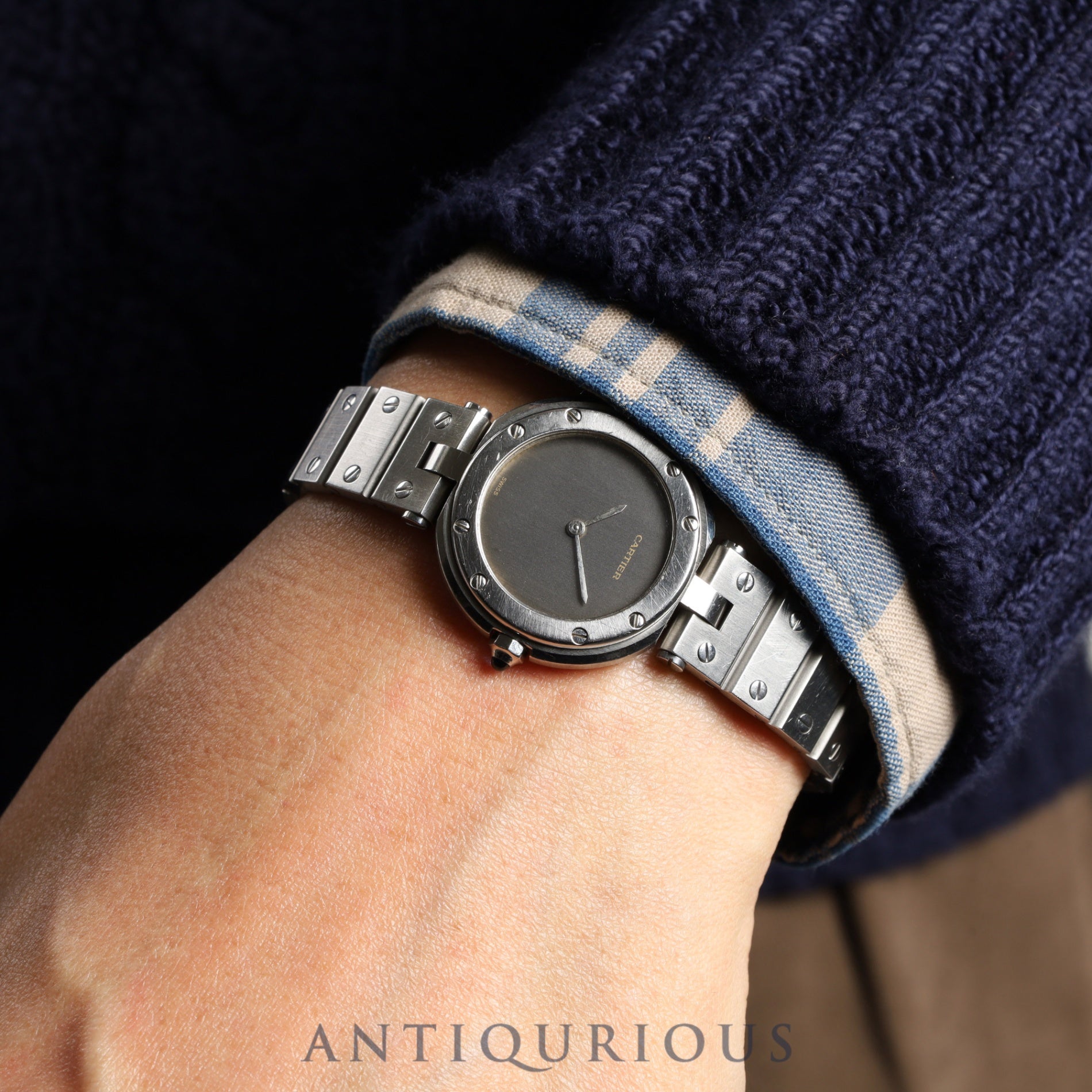 Cartier Santos Vendome SM 8192 Quartz Cal.81 SS SS Ghost (Gray) Dial Overhauled