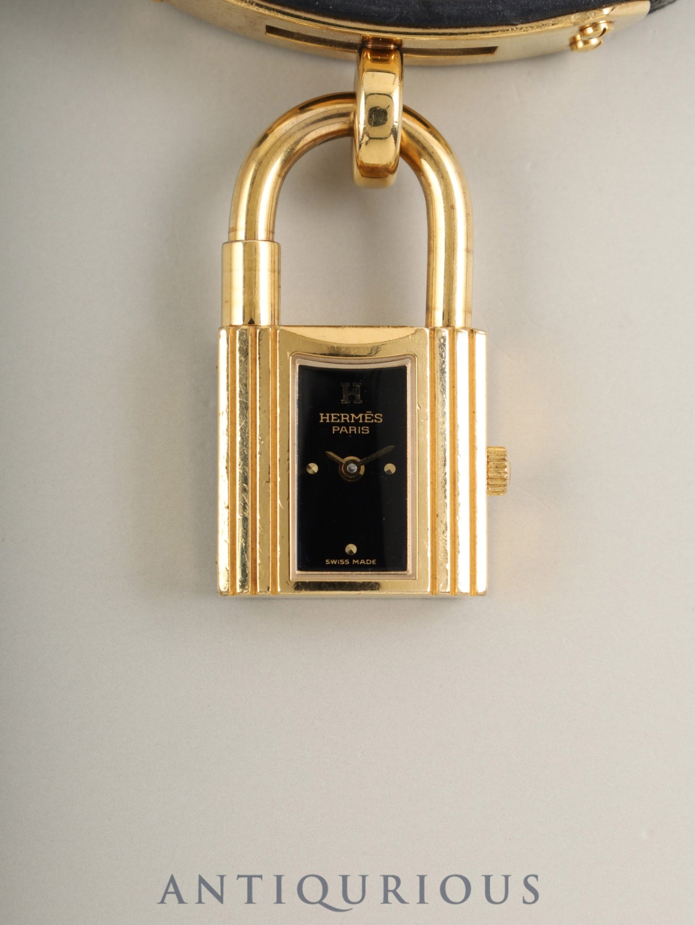 エルメス ケリーウォッチ KE1.201 クォーツ Cal.- GP 純正革ベルト(□B刻印:1998年 )純正ピンバックル(GP)オニキス文字盤 箱 冊子 保証書(無記載)オーバーホール済み