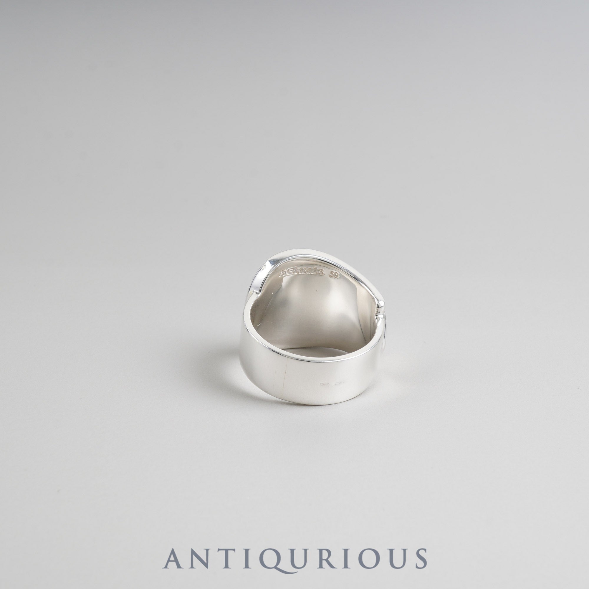 Hermes Ring Buckle Motif Sterling Silver #59 (Actual Size 19.5, Some Stretching Marks)