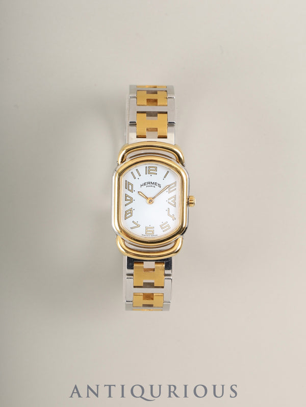 エルメス ラリー クォーツ Cal.976.001 SS/GP SS/GP ホワイト文字盤 オーバーホール済み