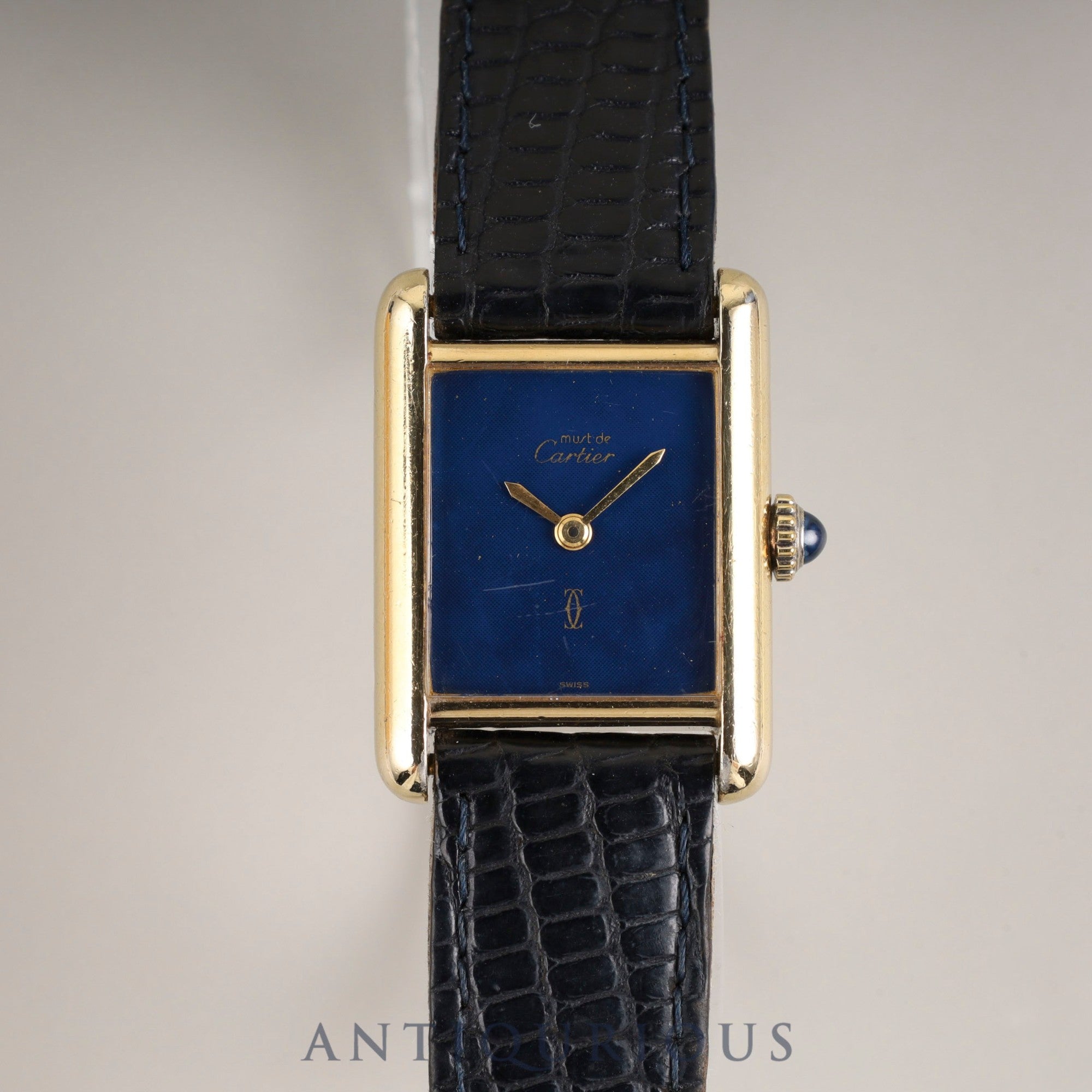 カルティエ マストタンク SM 手巻き Cal.78-1 SV925 純正革ベルト 純正尾錠(GP)ラピスラズリ文字盤 オーバーホール済み
