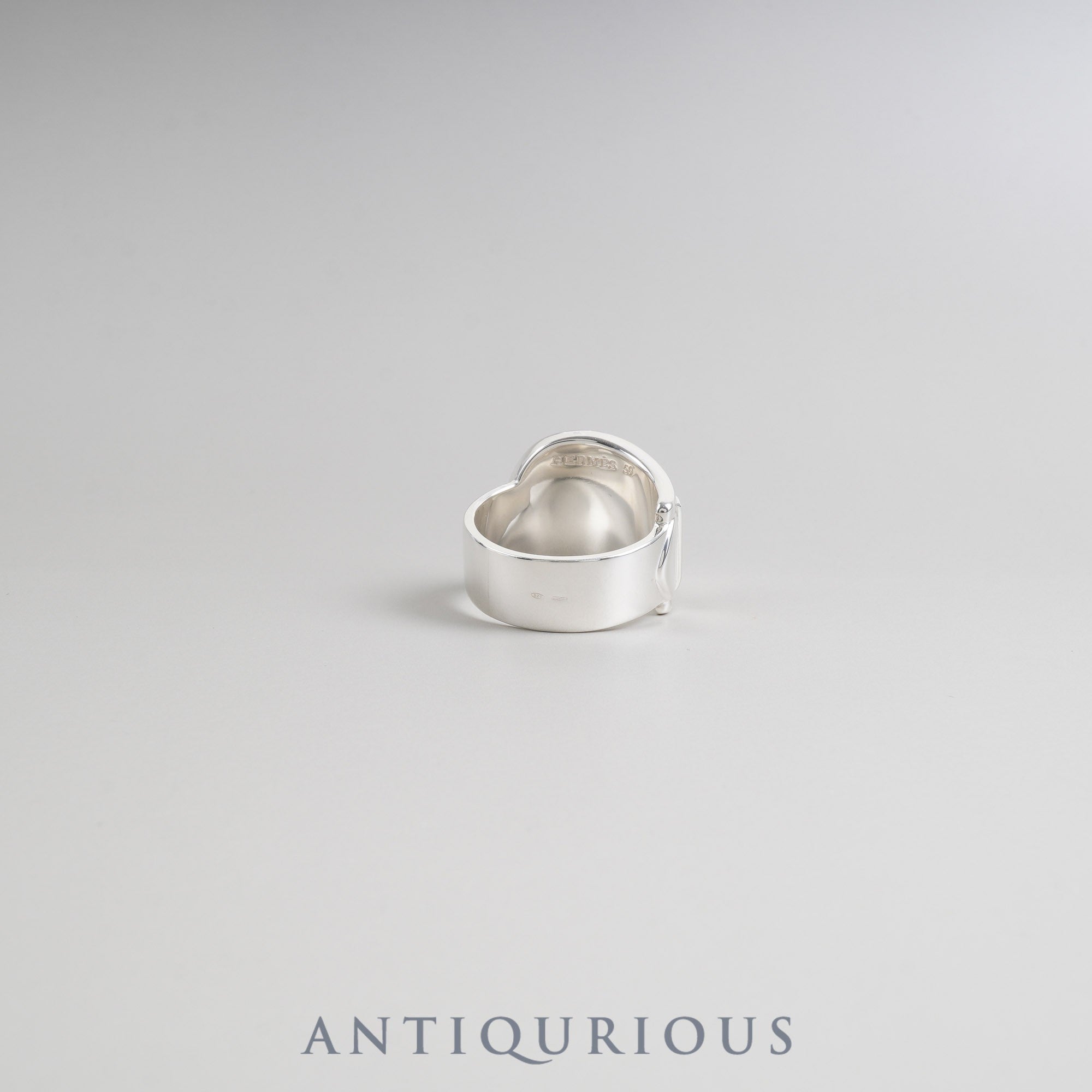 Hermes Ring Buckle Motif Sterling Silver #59 (Actual Size 19.5, Some Stretching Marks)