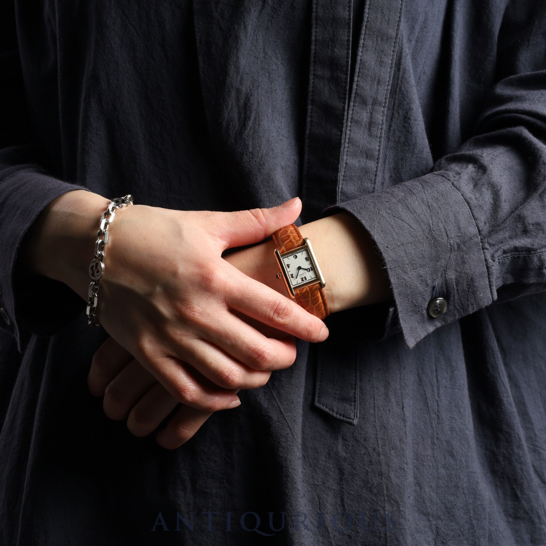 Cartier Must Tank SM 5057001 Quartz SV925 Leather Genuine D Buckle (GP) Arabic CC Dial Complete service (full maintenance) completed at Cartier boutique