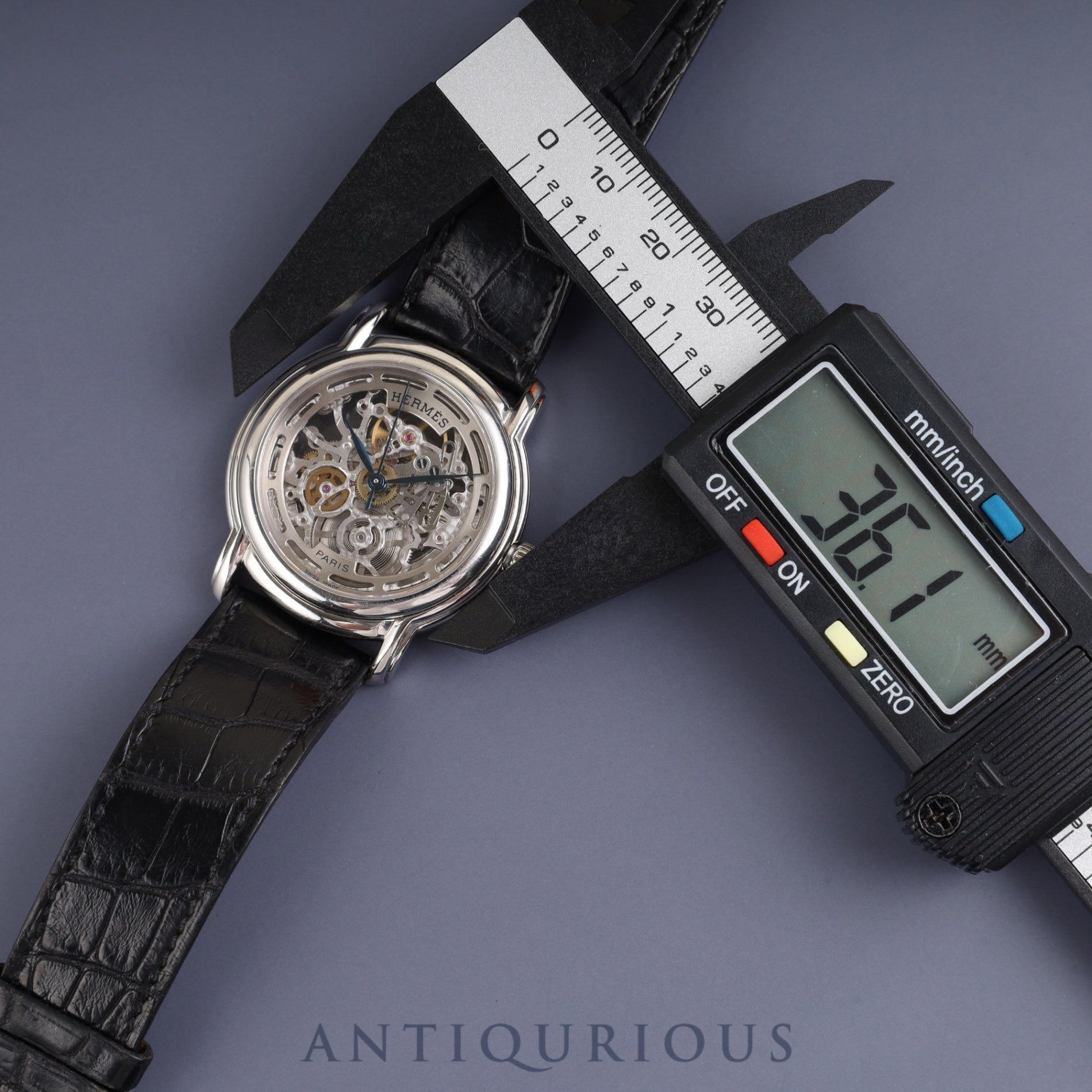 Hermès Sesame SM1.710 Automatic Caliber - Stainless Steel Genuine Leather Strap Genuine Buckle (SS) Skeleton Dial Warranty (2001) Box Booklet Overhauled