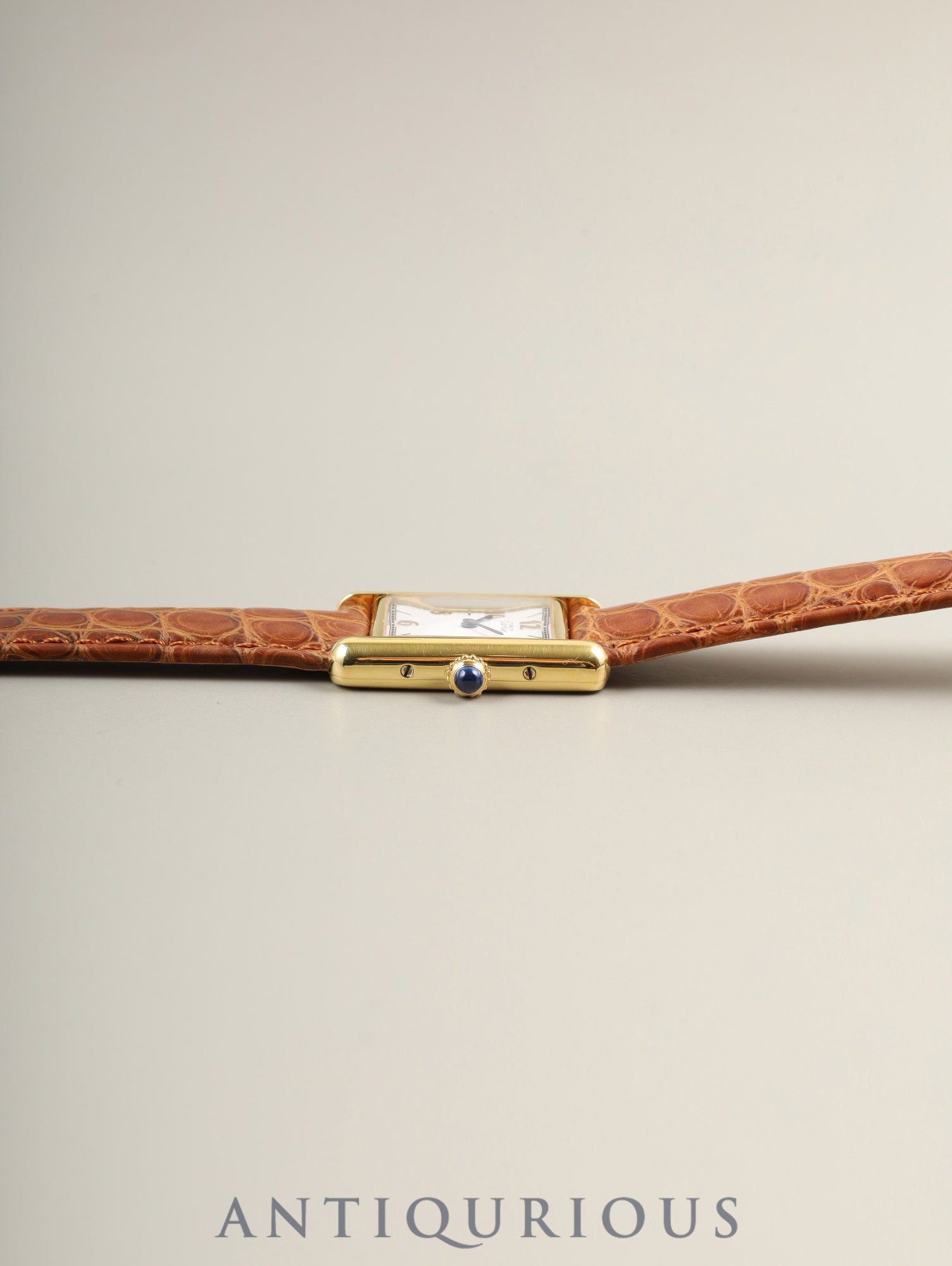 Cartier Must Tank SM 1613 Quartz Caliber 057 SV925 Leather Strap with Genuine D-Clasp (GP) Arabic CC Dial (SWISS Markings) Overhauled and Polished to Look Like New